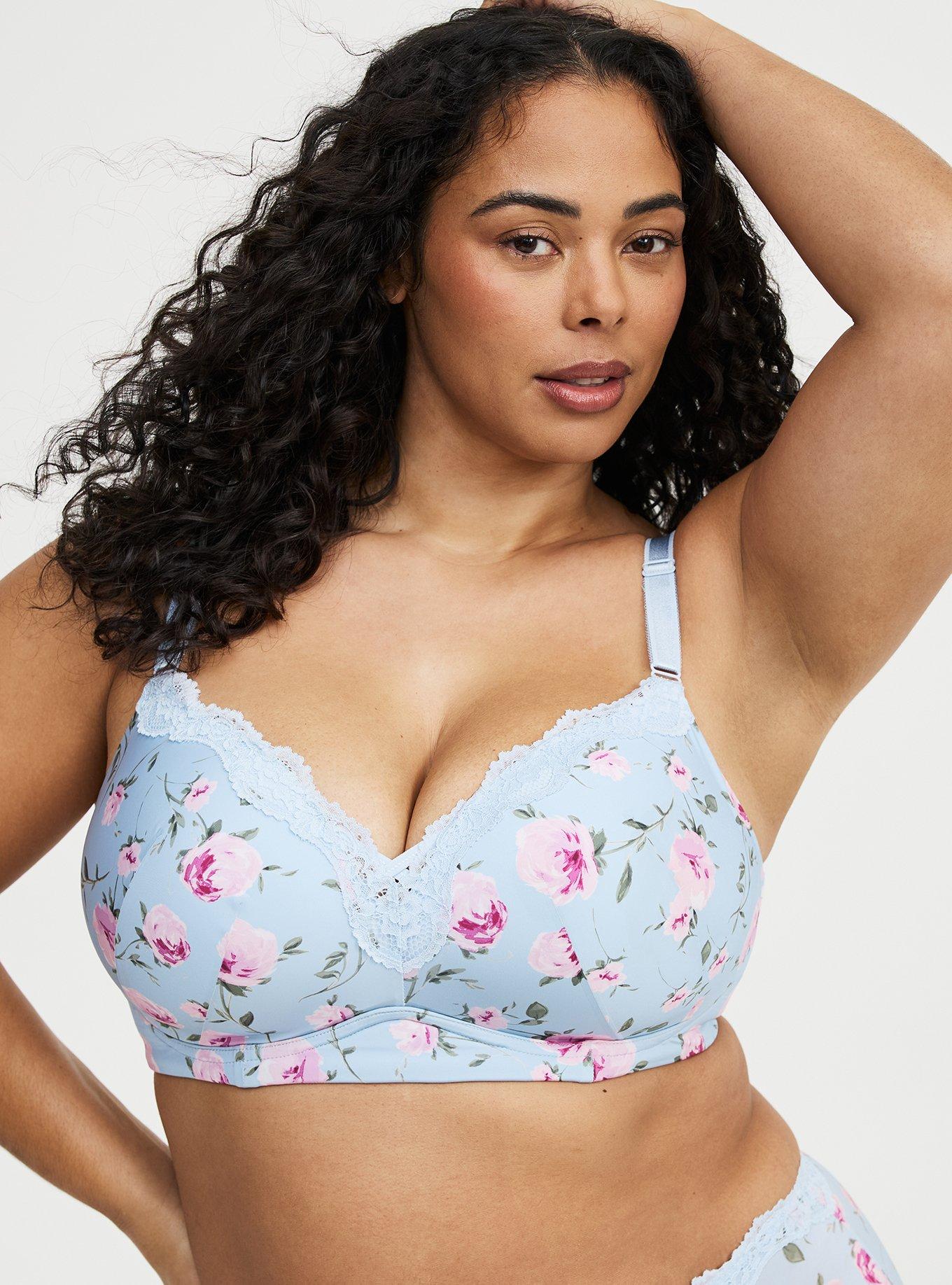 Plus Size Wire-Free Push-Up Microfiber Bra, ANTOINETTE FLORAL, hi-res