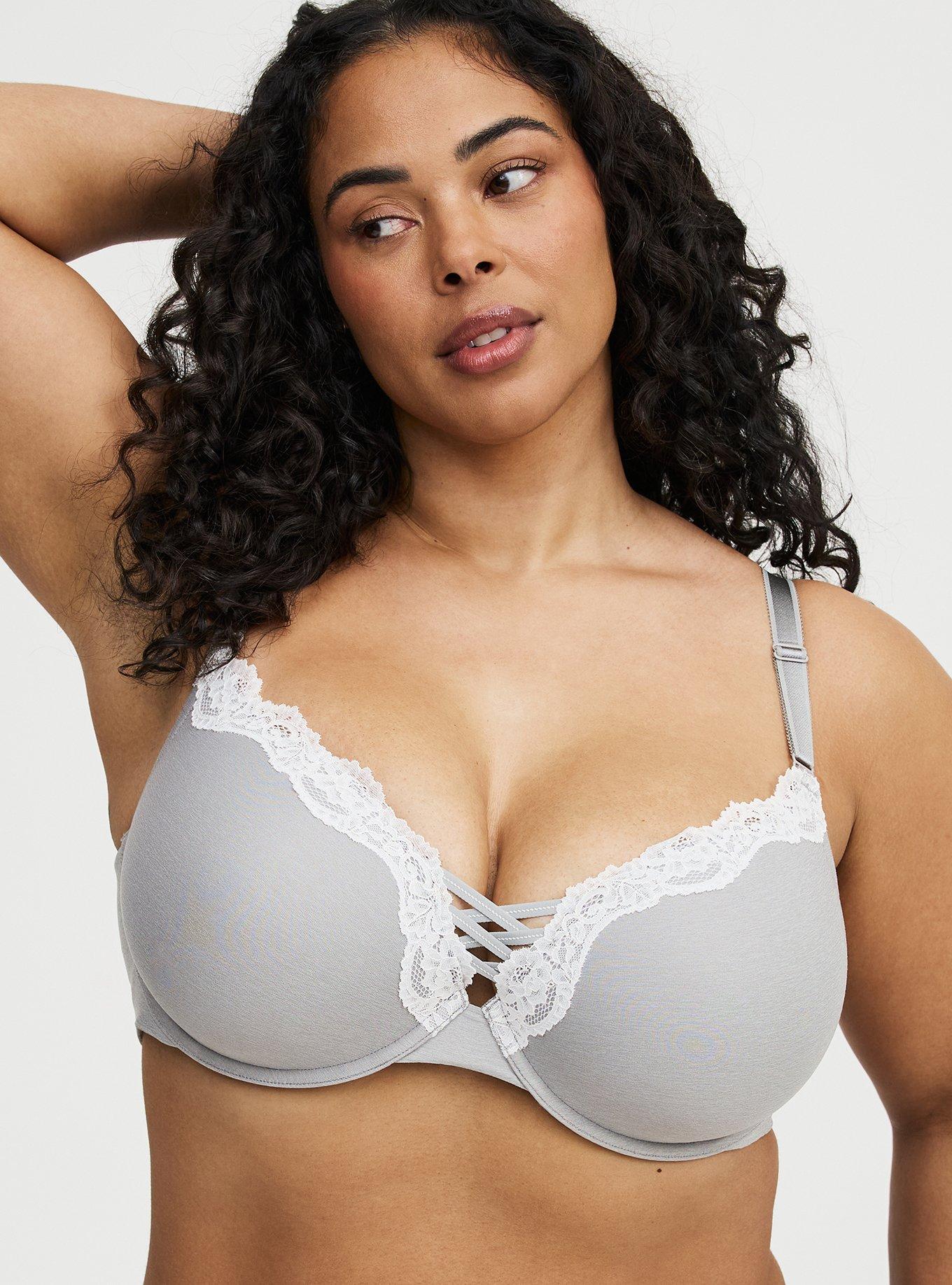 XO Plunge Push Up Smooth Bra, LIGHT HEATHER GRAY, alternate