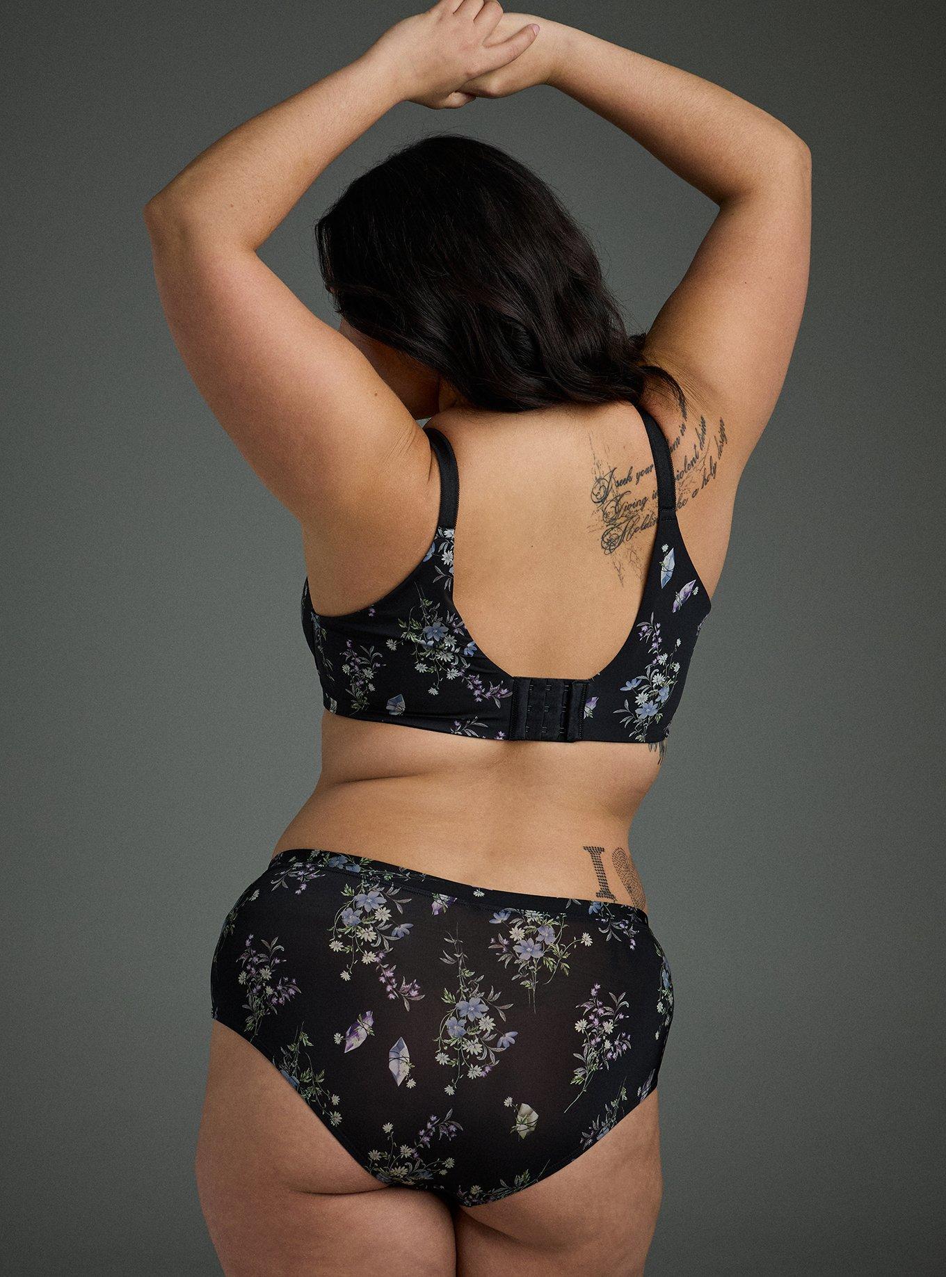 Second Skin Mid-Rise Cheeky Panty, SMALL CRYSTAL GARDEN RICH BLACK, alternate