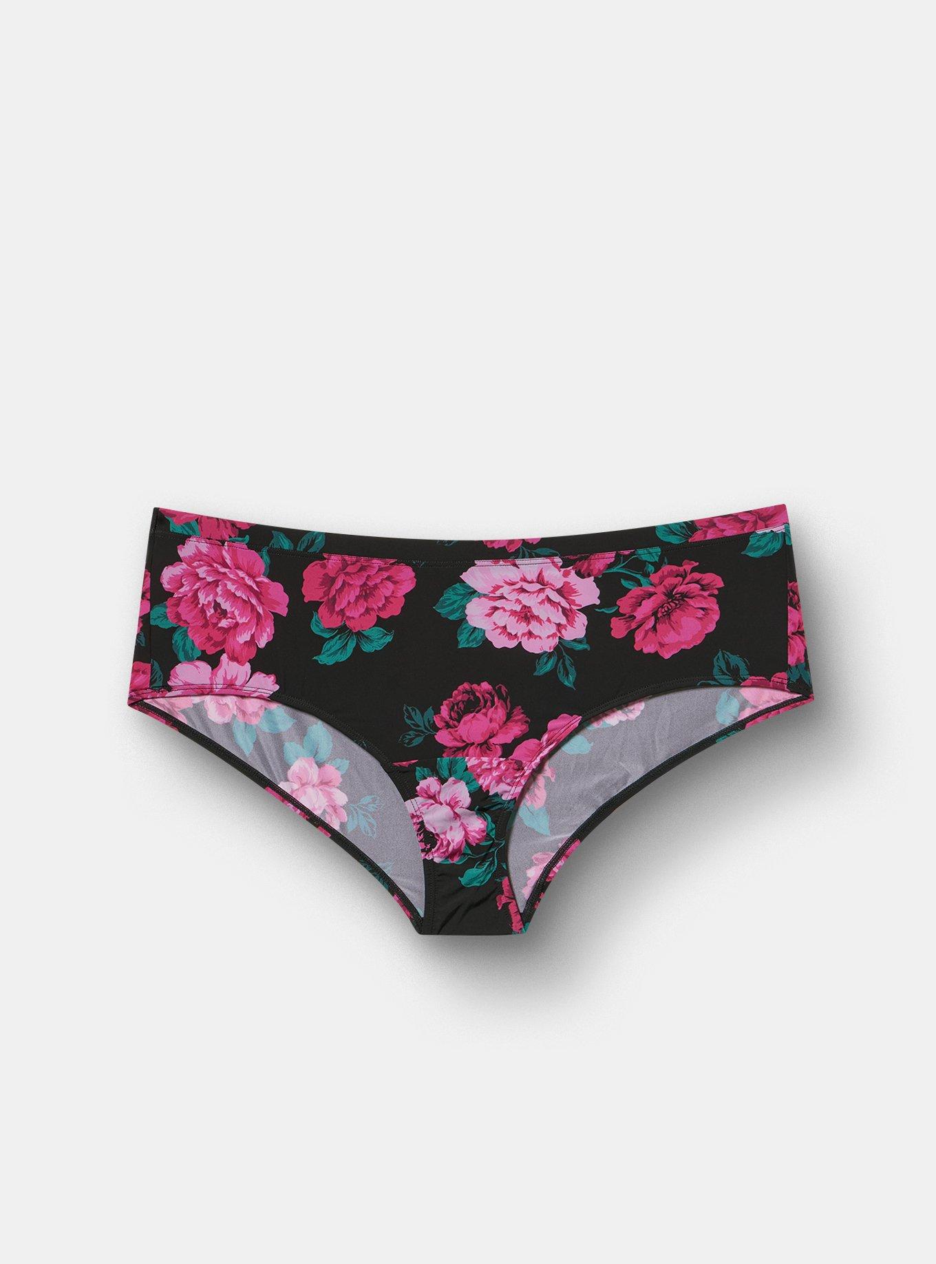 Second Skin Mid-Rise Cheeky Panty, TRADITIONAL ROSES HOT PINK, flat