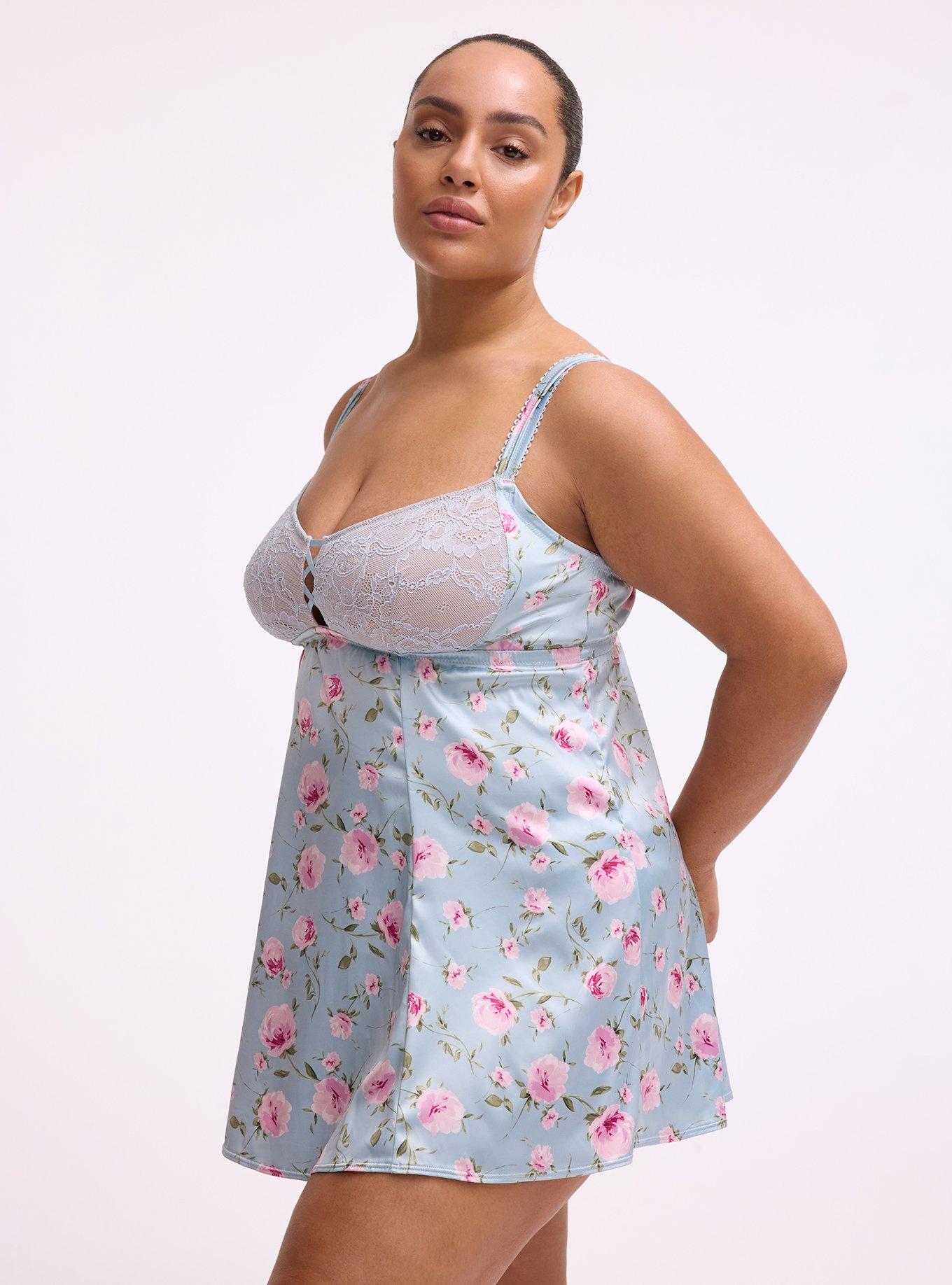 Satin Fit & Flare Wireless Babydoll, ANTOINETTE FLORAL SKYWAY, alternate