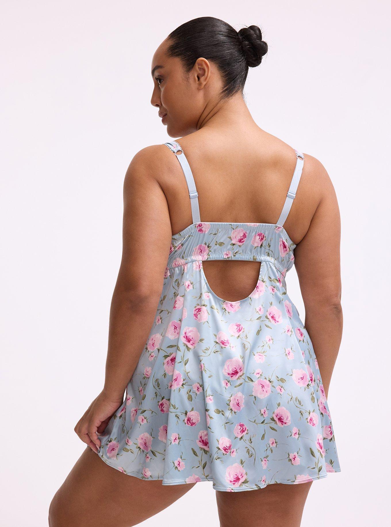 Satin Fit & Flare Wireless Babydoll, ANTOINETTE FLORAL SKYWAY, alternate