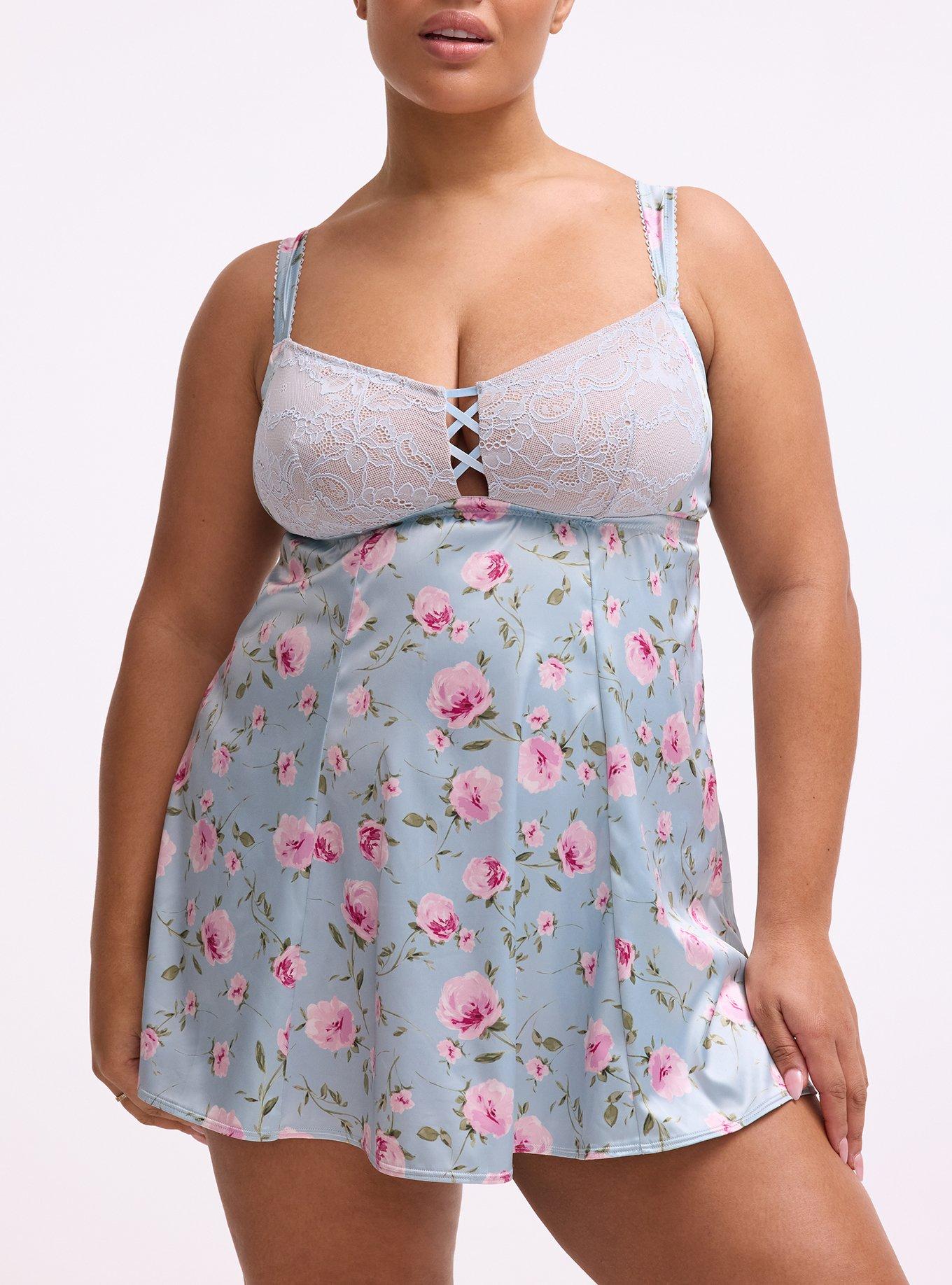 Satin Fit & Flare Wireless Babydoll, ANTOINETTE FLORAL SKYWAY, alternate