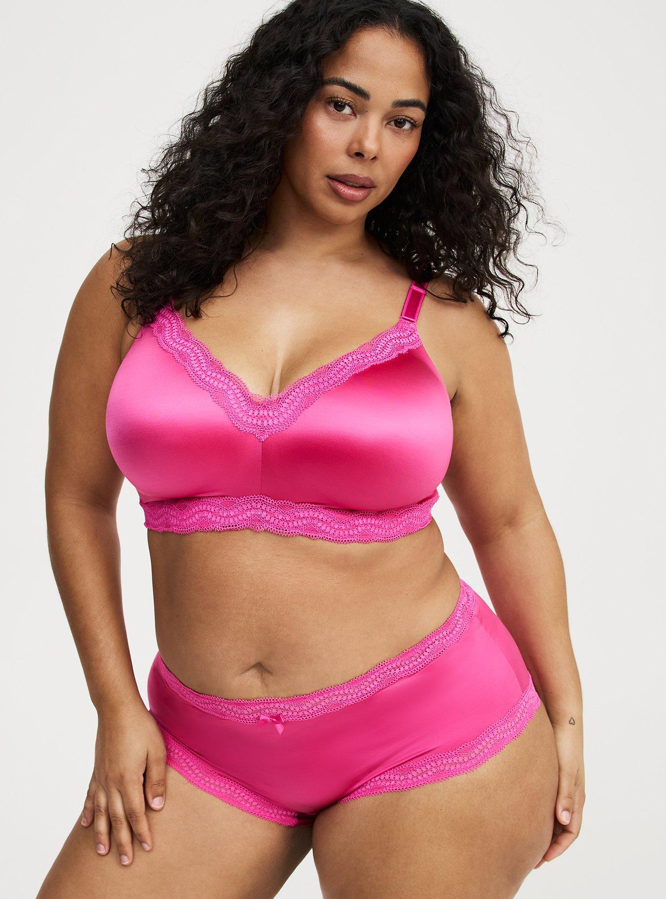 Shine Microfiber Mid-Rise Lace Trim Brief Panty