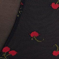 Mesh Mid-Rise Embroidered Cheeky Panty, RICH BLACK RED CHERRIES, swatch