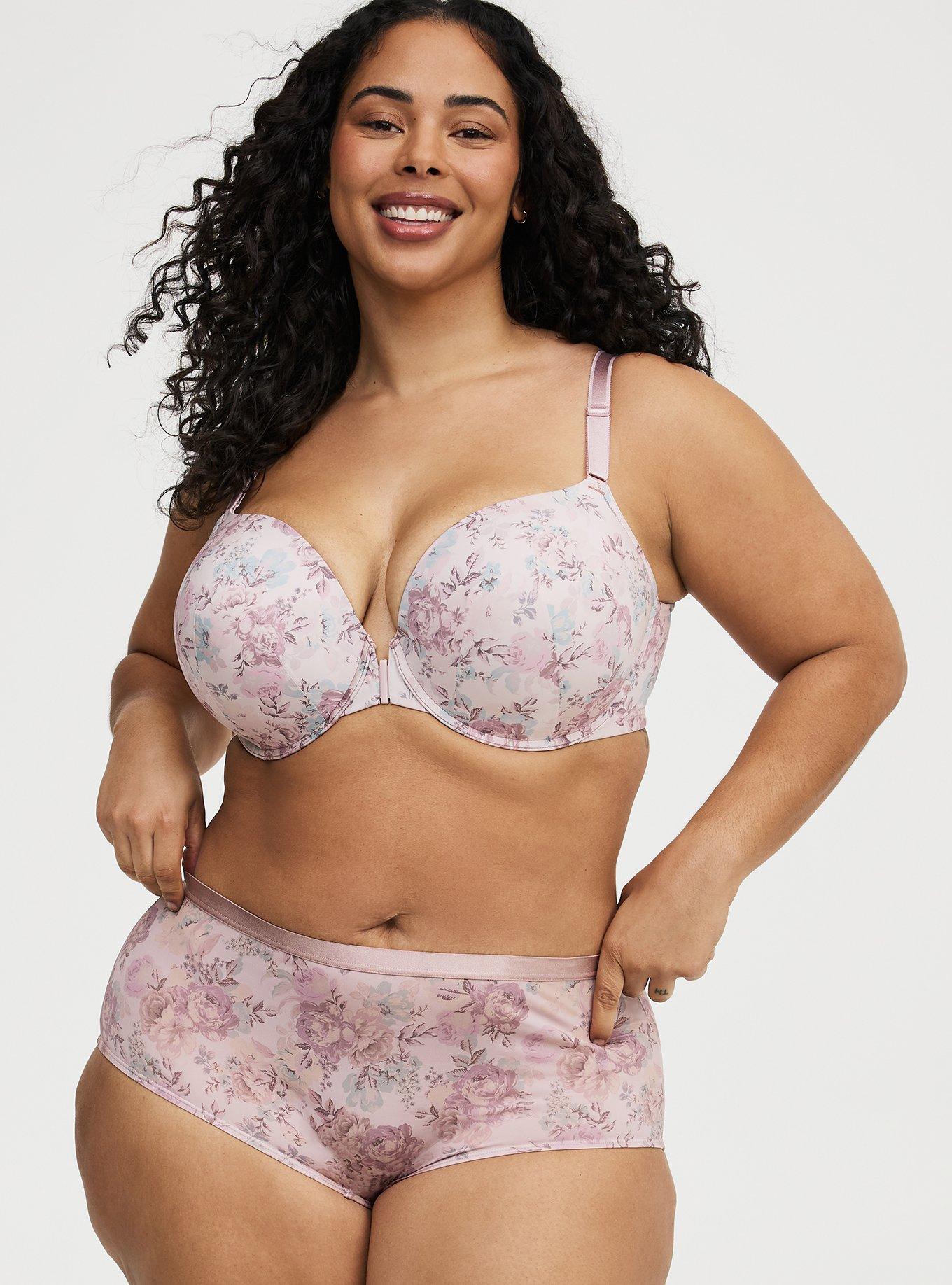 Plus Size Second Skin Mid-Rise Brief Panty, SHEER FLORAL, hi-res