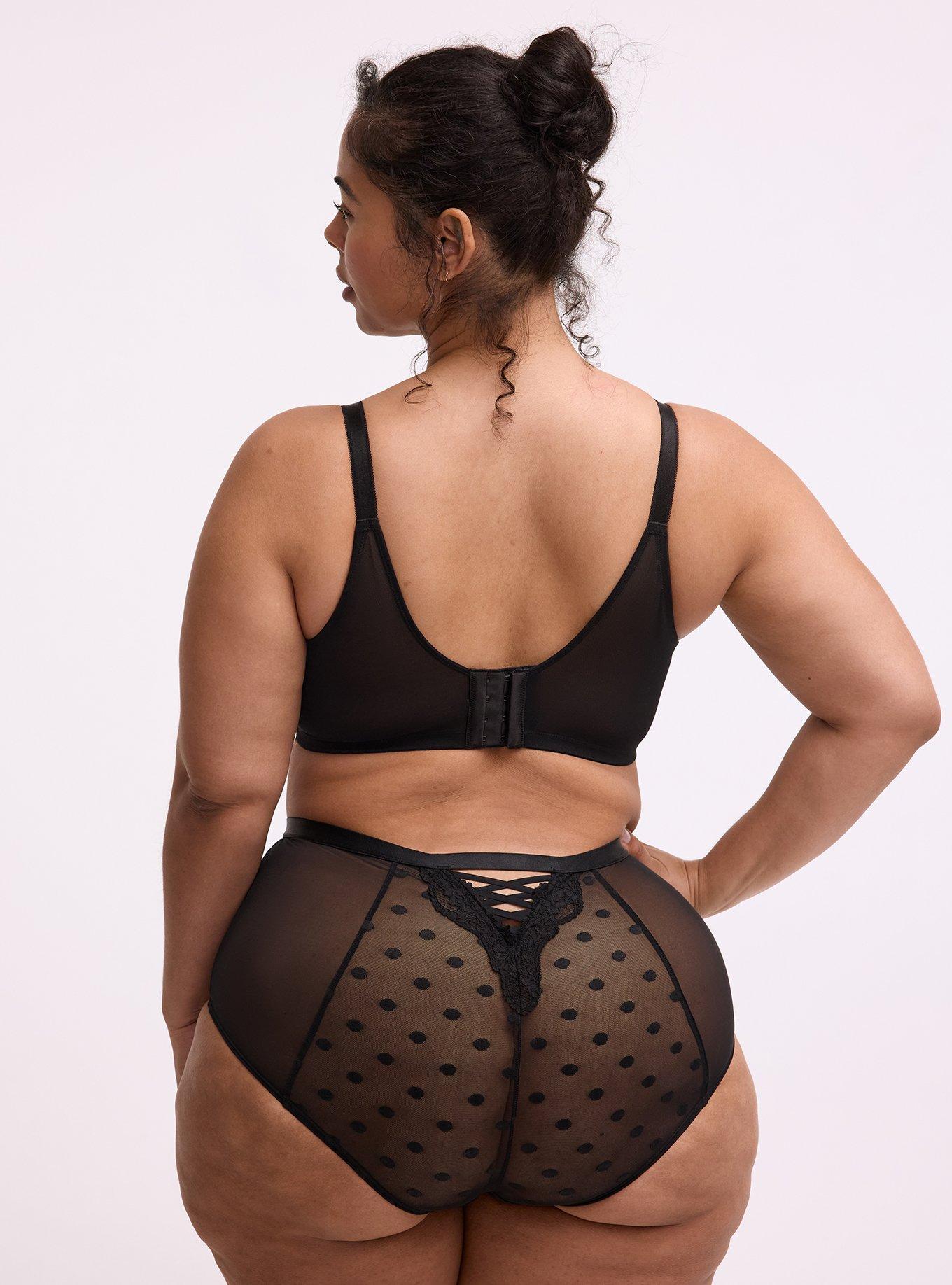 Polka Dot Mesh High-Rise Brief Panty, RICH BLACK, alternate