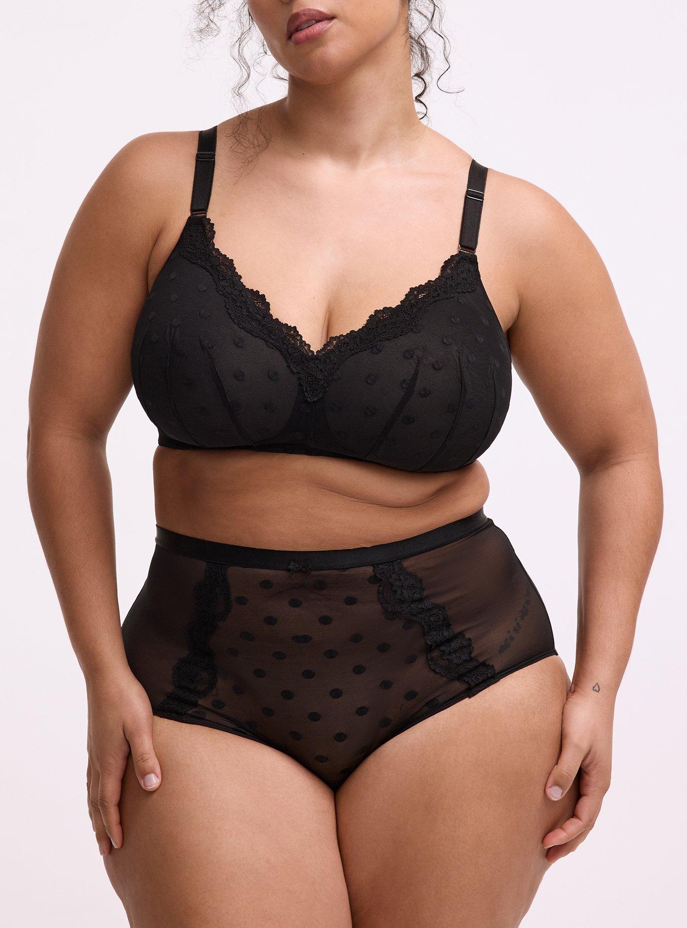 Polka Dot Mesh High-Rise Brief Panty, RICH BLACK, alternate