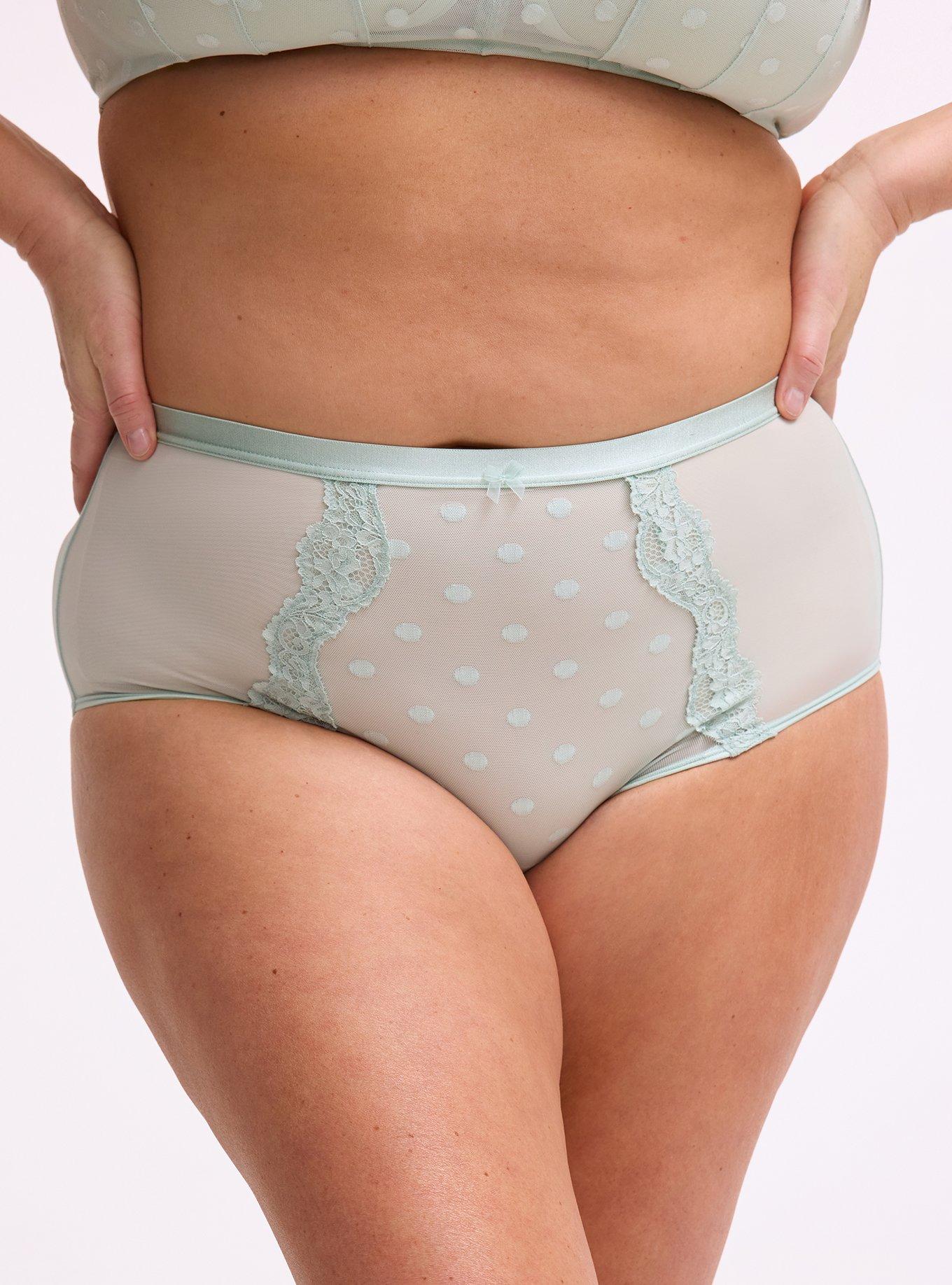 Polka Dot Mesh High-Rise Brief Panty, HARBOR GRAY, alternate