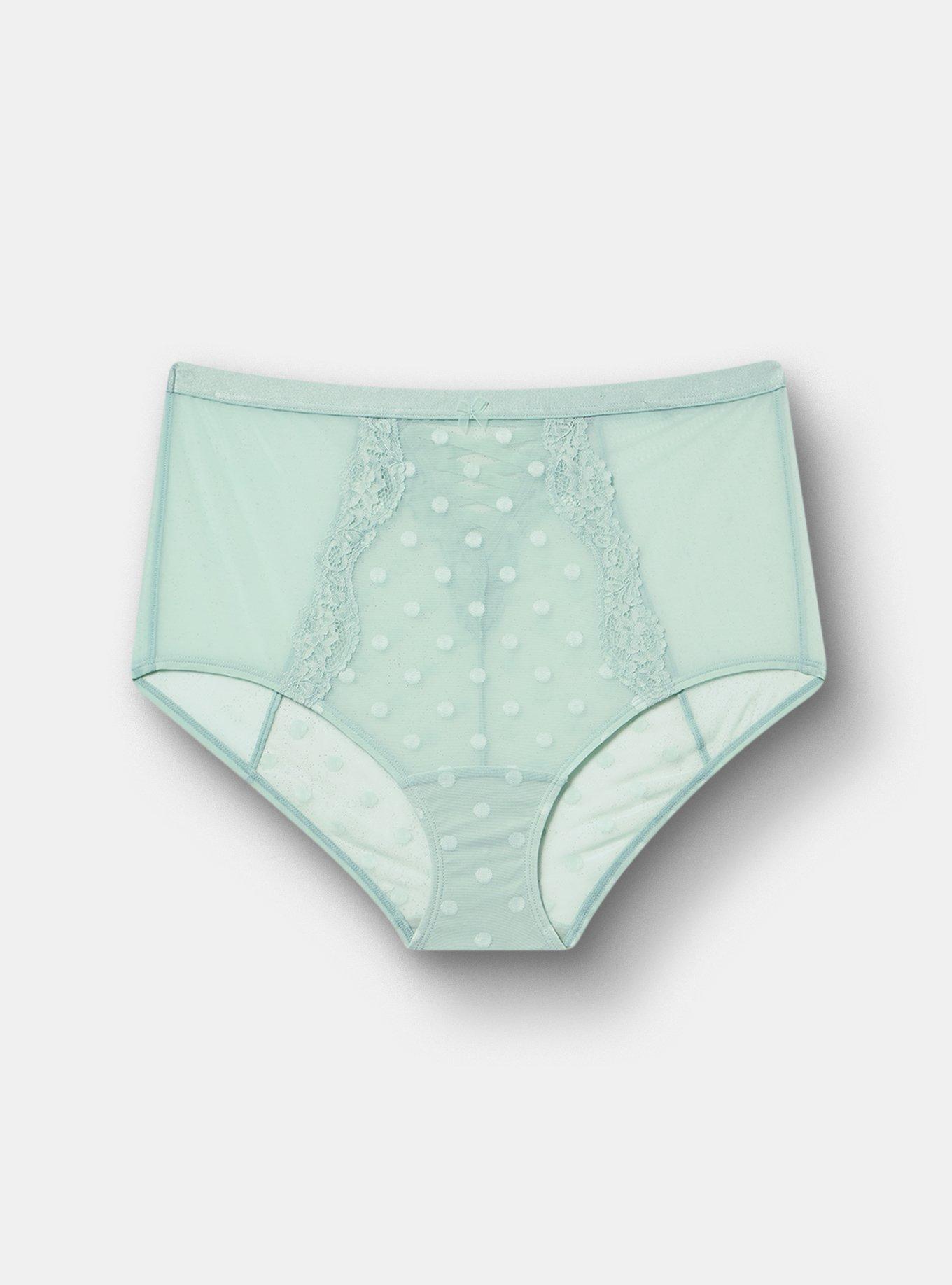 Polka Dot Mesh High-Rise Brief Panty, HARBOR GRAY, hi-res