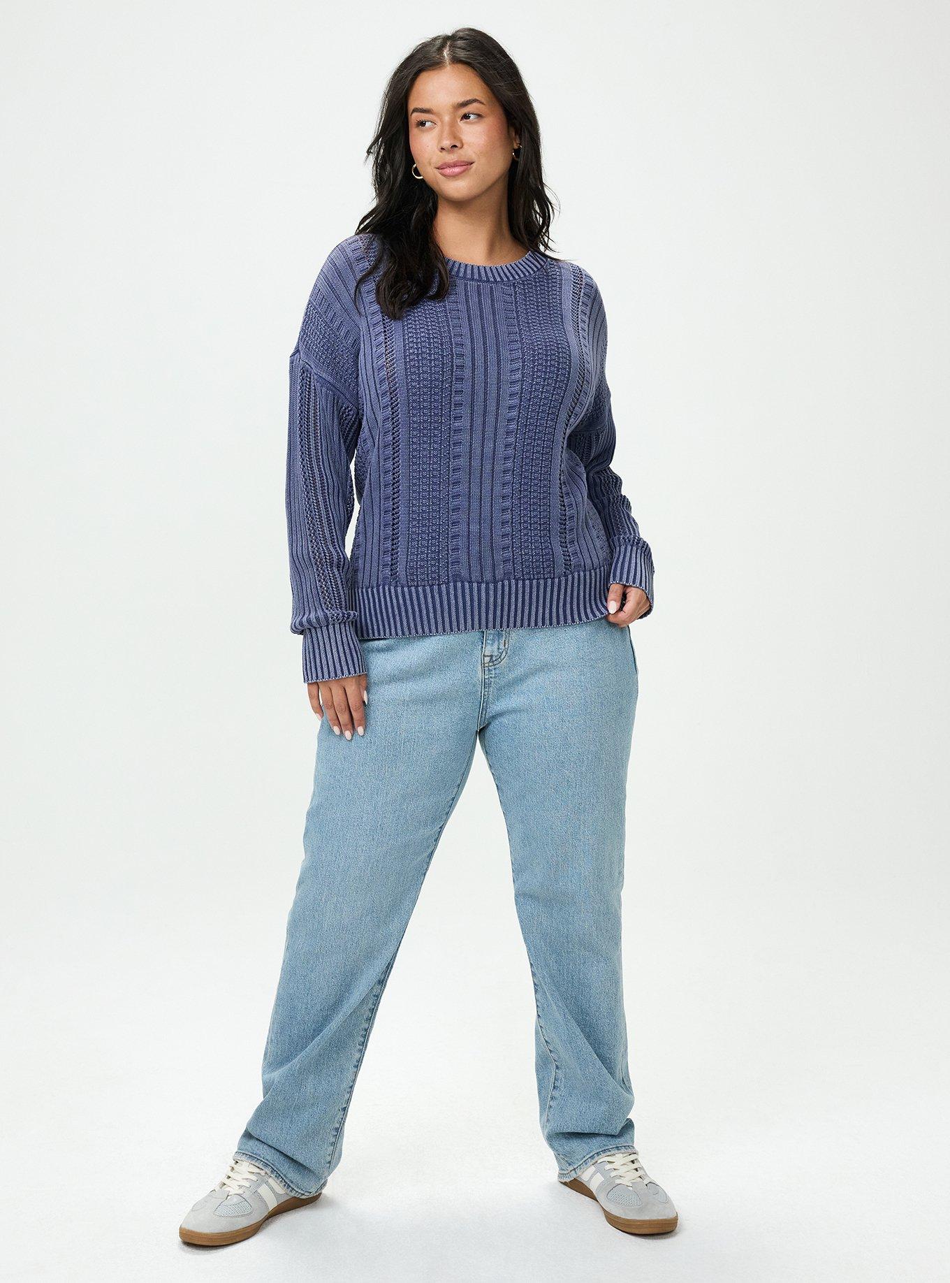 Cable Knit Pullover Sweater, MEDIEVAL BLUE, alternate