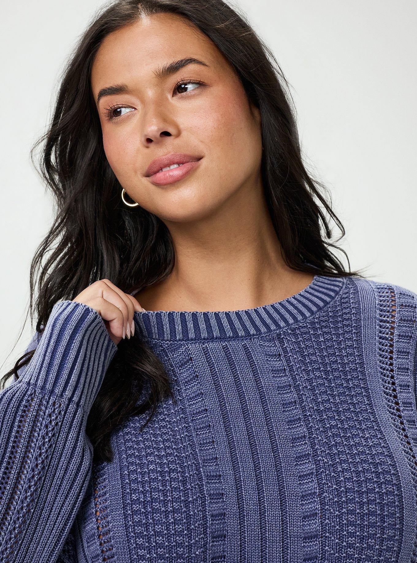 Cable Knit Pullover Sweater, MEDIEVAL BLUE, alternate