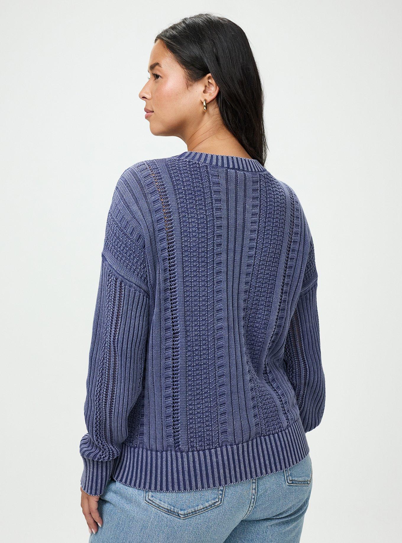 Cable Knit Pullover Sweater, MEDIEVAL BLUE, alternate