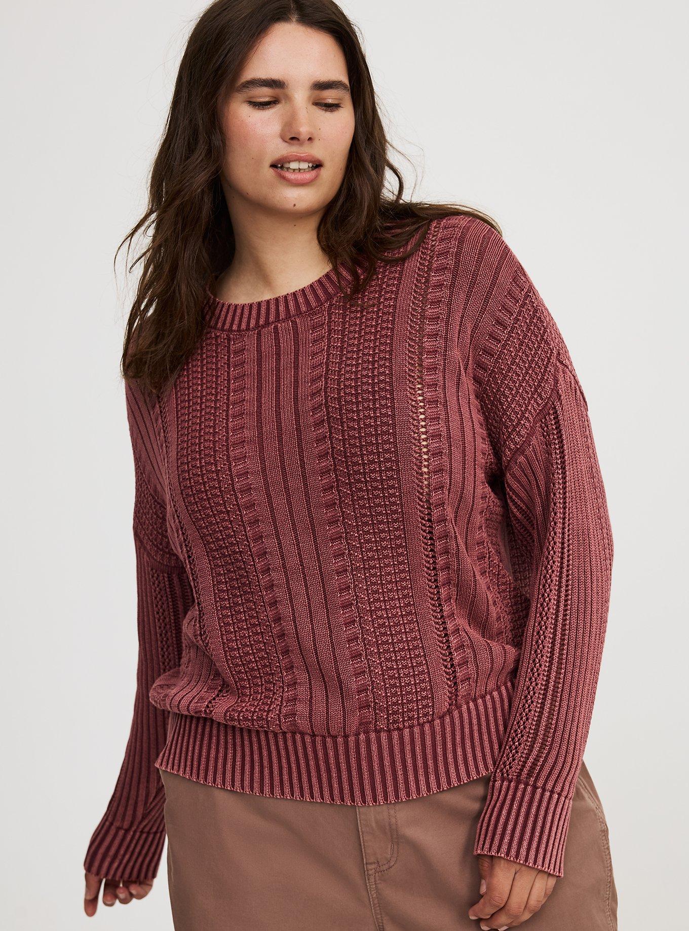 トップス LINKS CHECK KNIT PULLOVER Plus Size - Cable Knit Pullover Sweater - Torrid