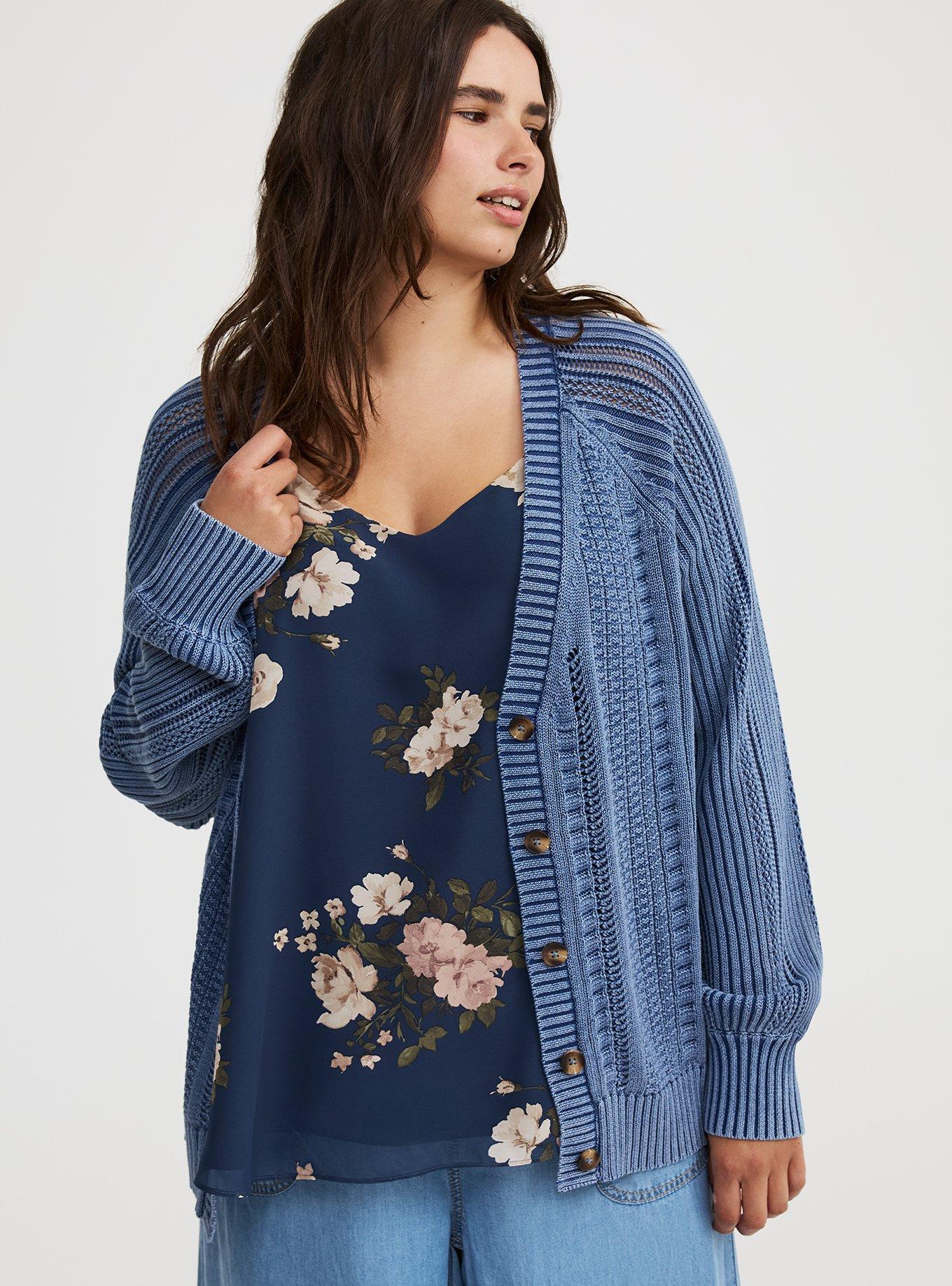 Button-Up Cable Knit Cardigan