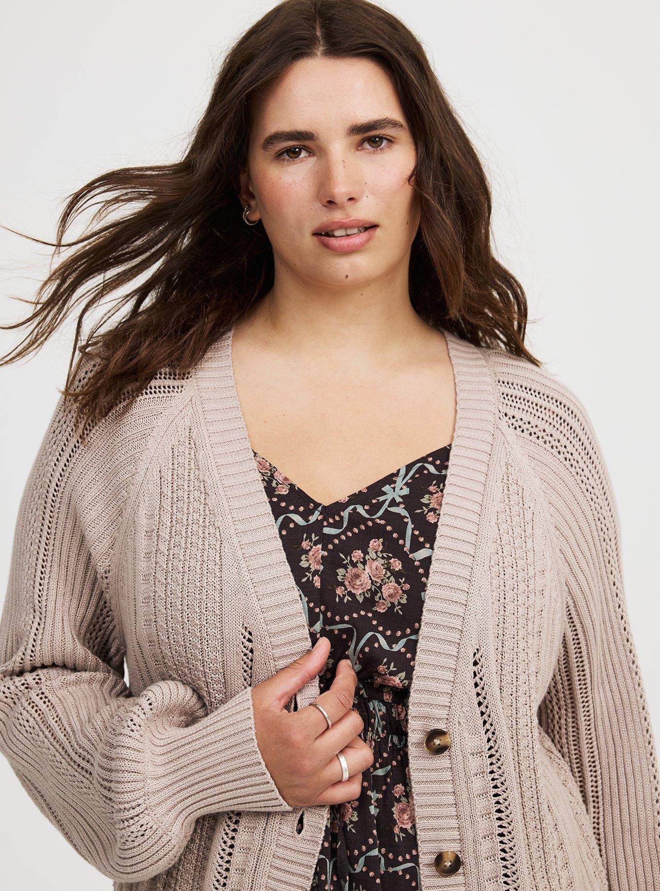 Button-Up Cable Knit Cardigan