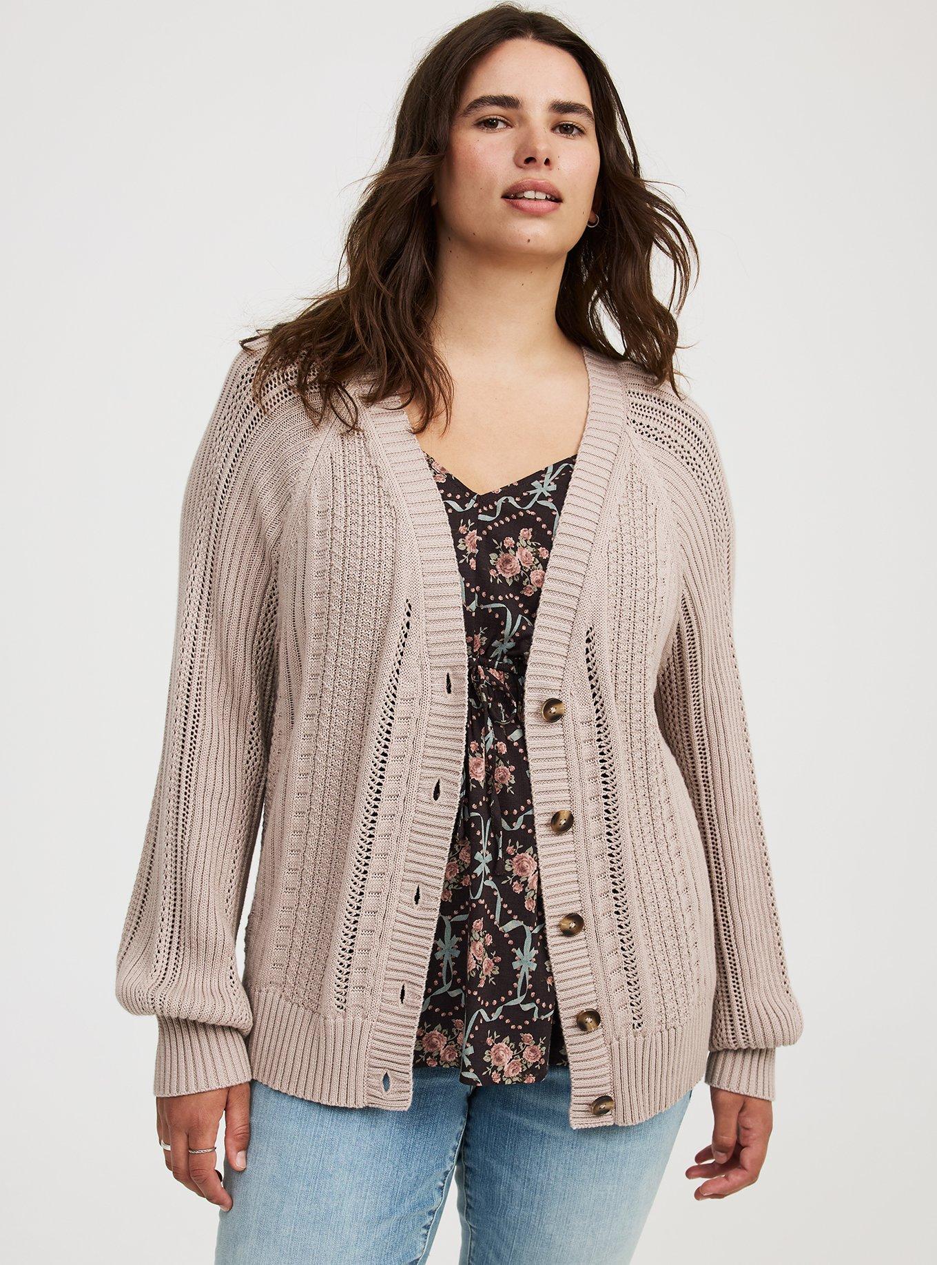 Button-Up Cable Knit Cardigan