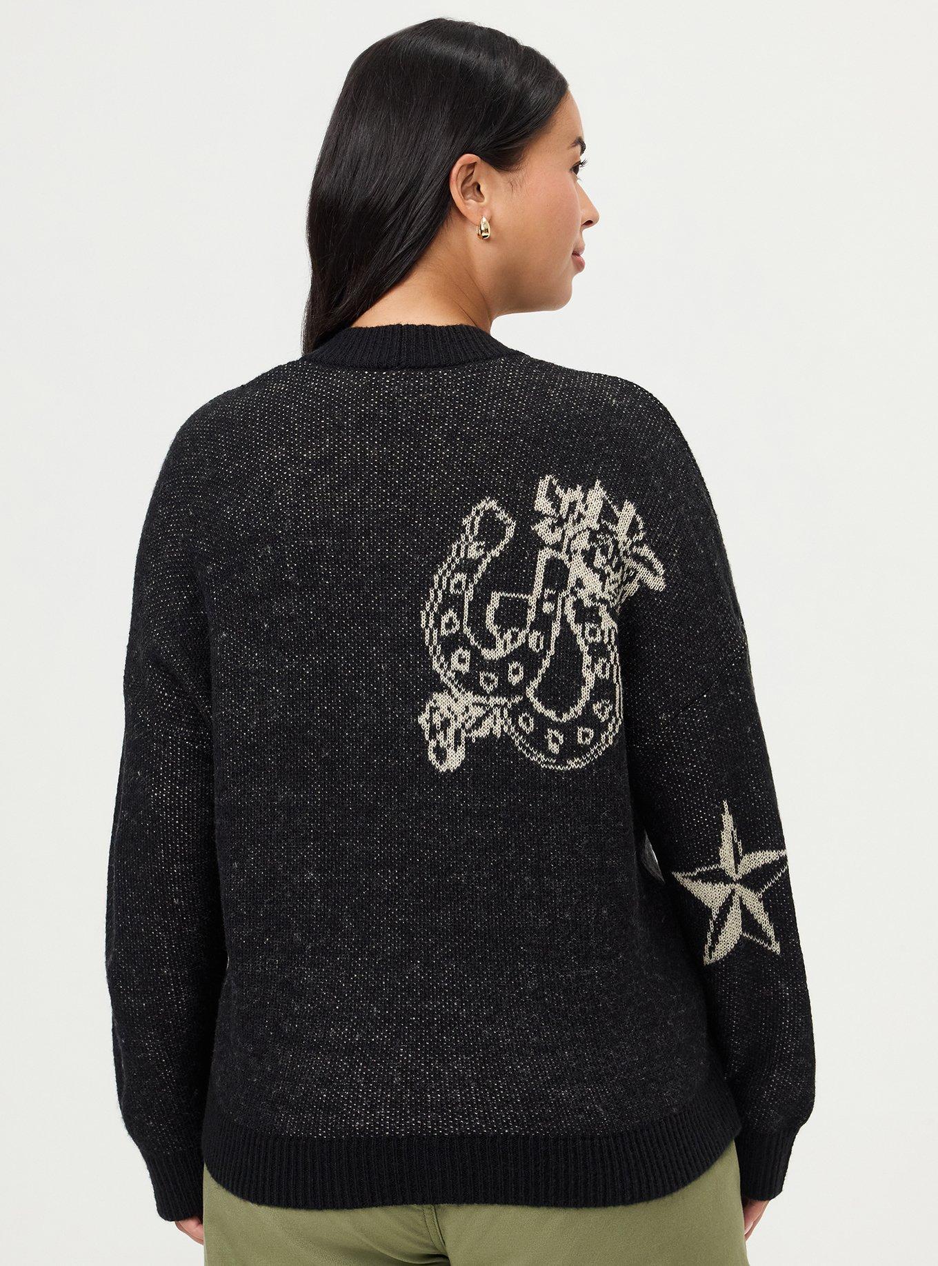 Open Front Cardigan, WESTERN ICONS DEEP BLACK, alternate