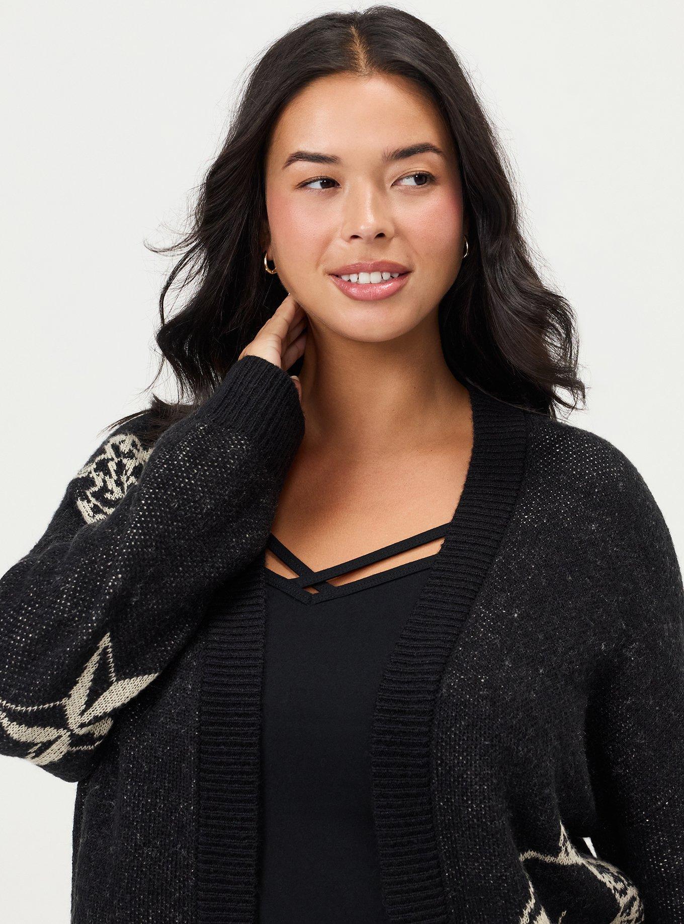 Open Front Cardigan, WESTERN ICONS DEEP BLACK, alternate