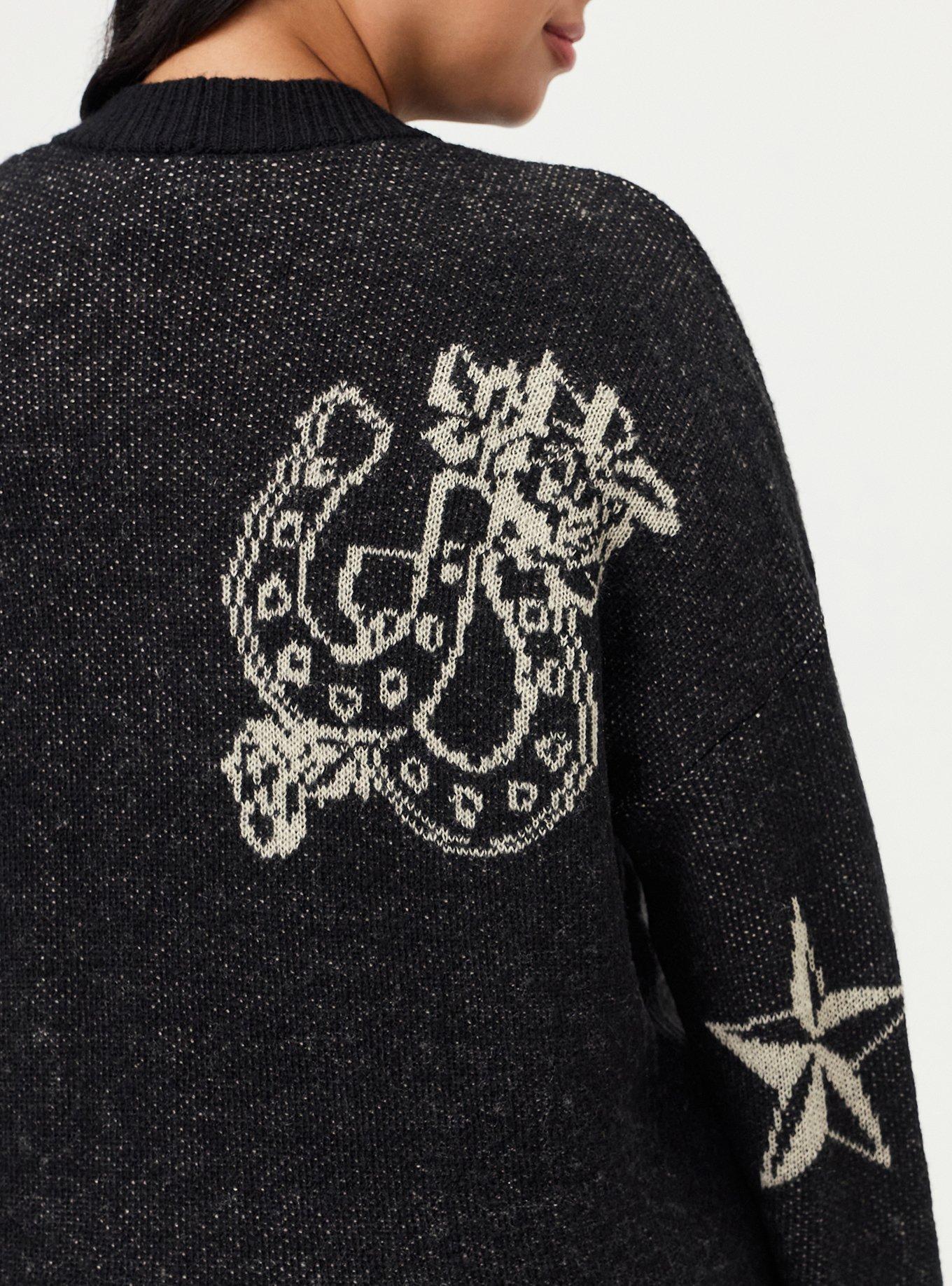Open Front Cardigan, WESTERN ICONS DEEP BLACK, alternate