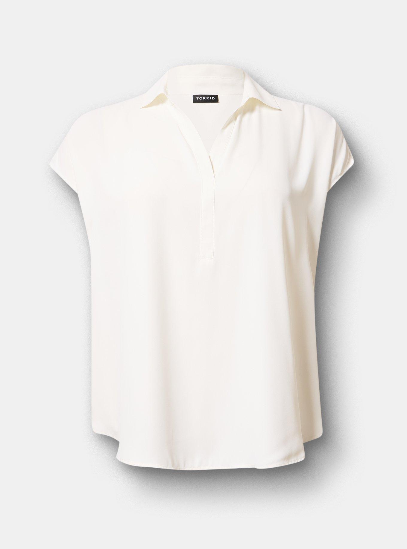 Georgette Dolman Popover Top, BLANC DE BLANC, flat