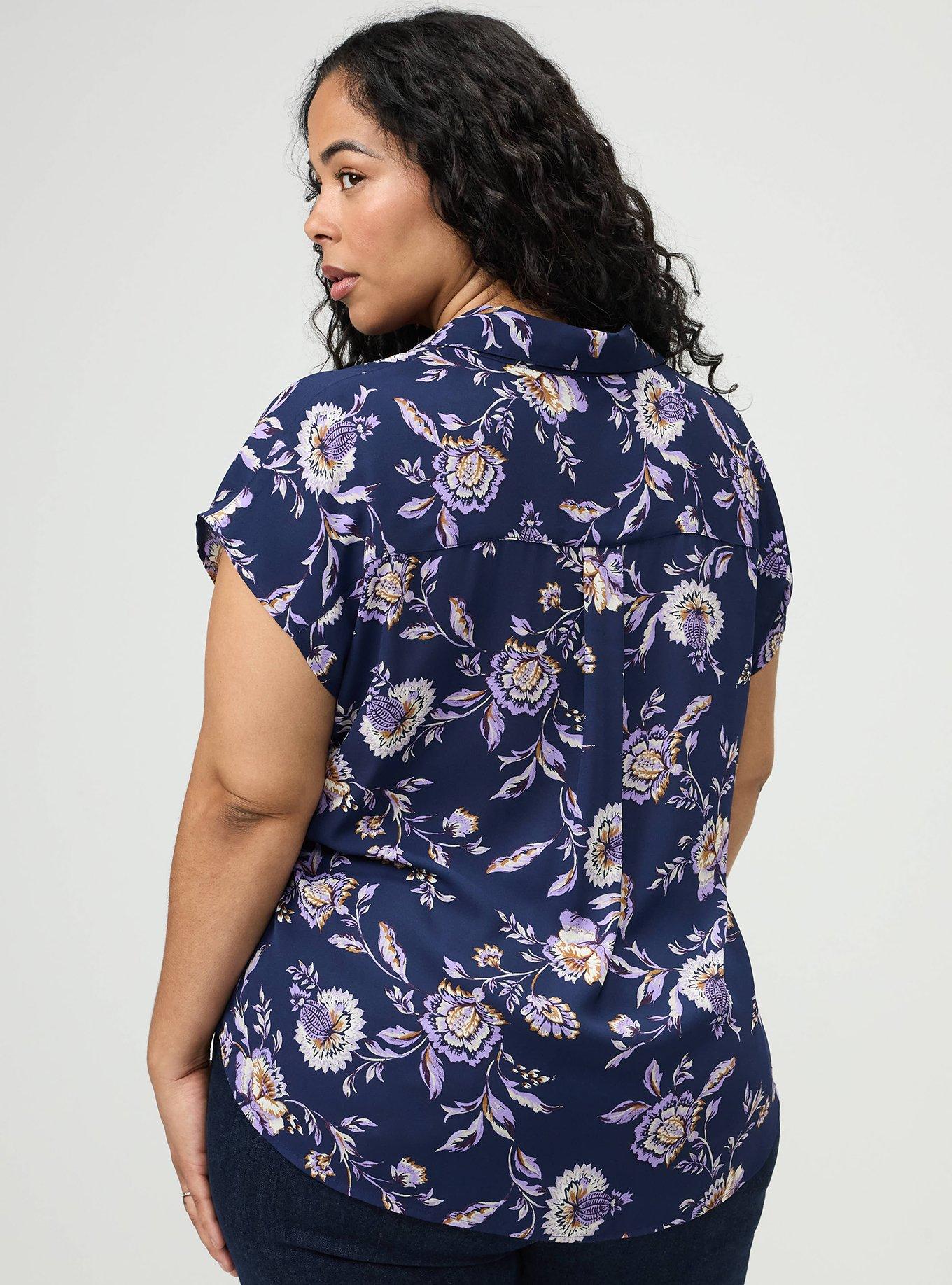 Plus Size Georgette Dolman Popover Top, LANA JACOBEAN NAVY, alternate