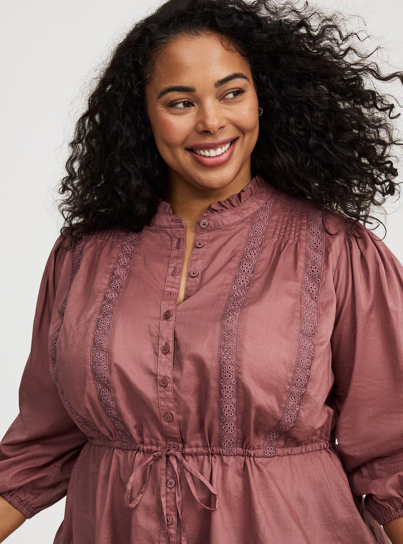 Button-Front Tie-Waist Blouse
