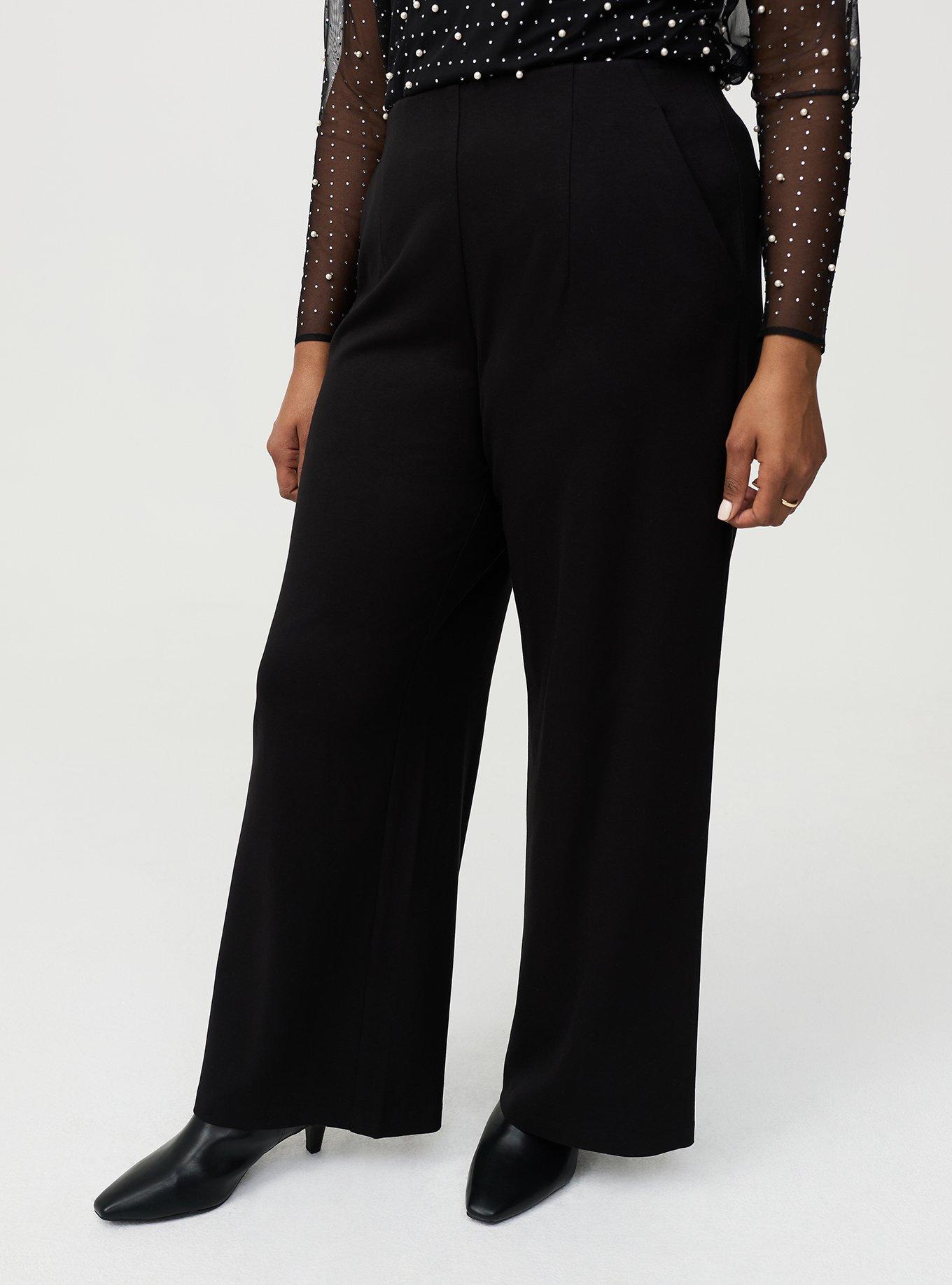 Pull-On Wide-Leg Lightweight Ponte Pant