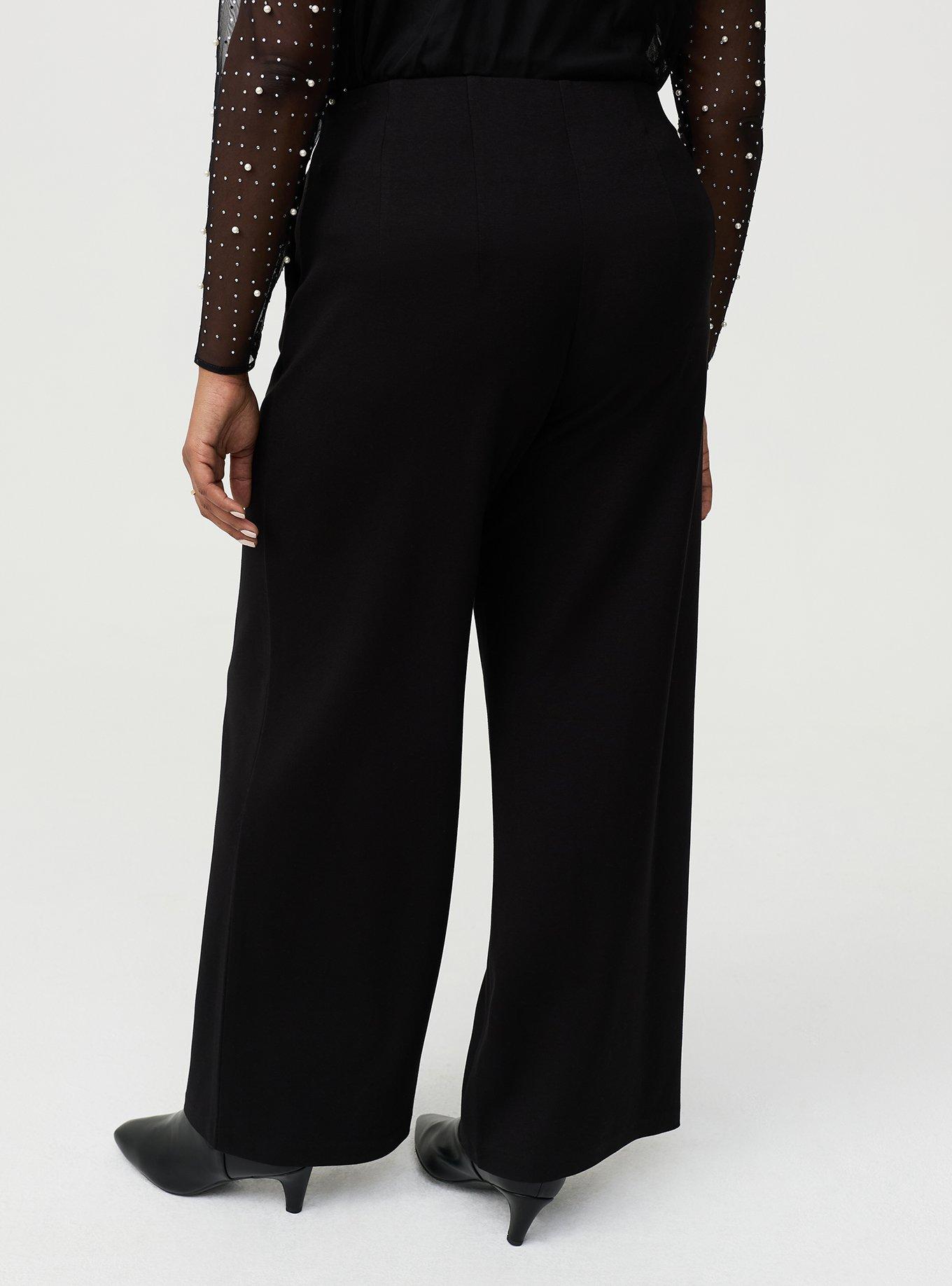 Pull-On Wide-Leg Lightweight Ponte Pant