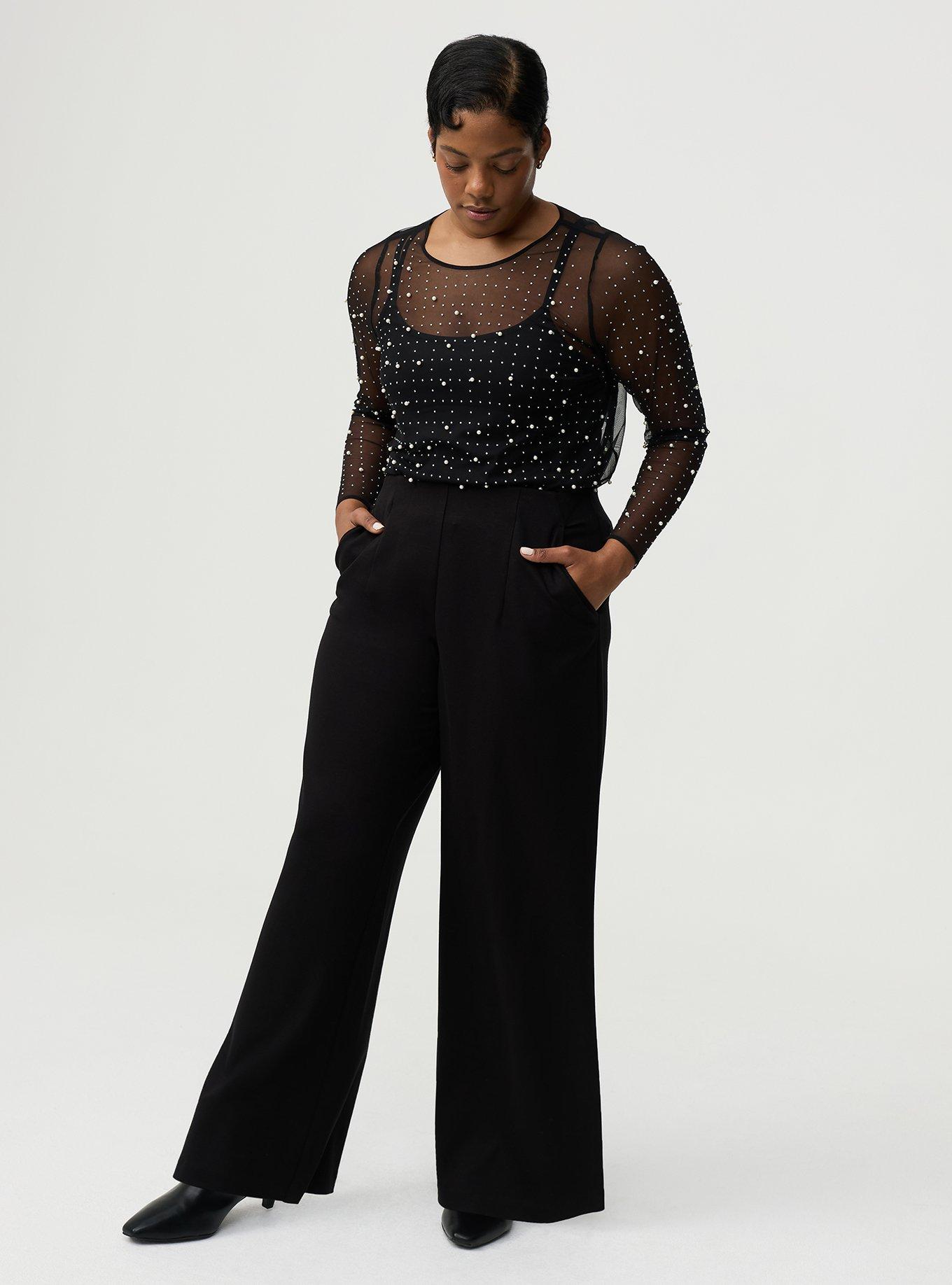 Pull-On Wide-Leg Lightweight Ponte Pant