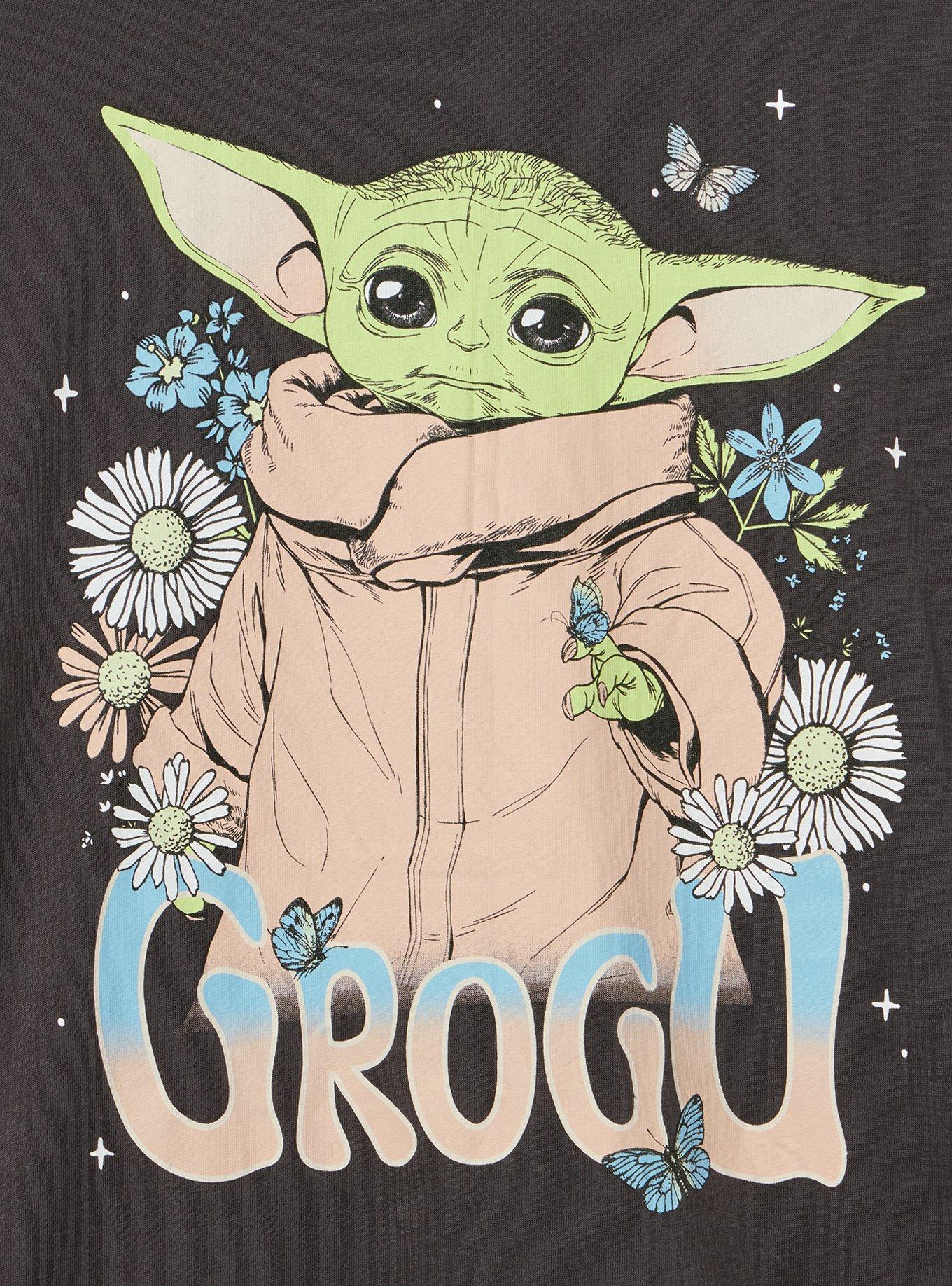 Disney Star Wars Classic Cotton Jersey Crew Tee, GROGU FLORAL OBSIDIAN, alternate
