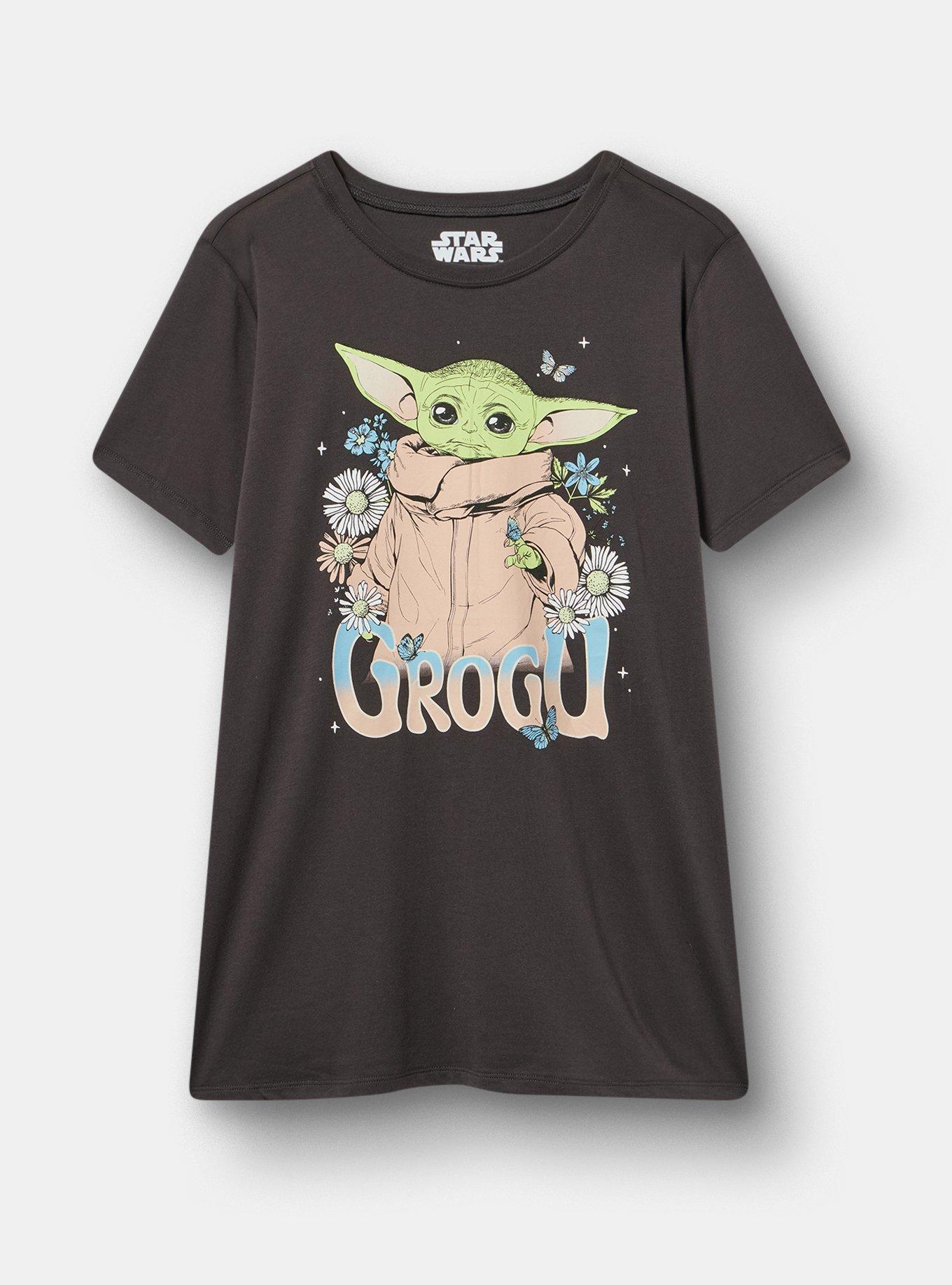 Disney Star Wars Classic Cotton Jersey Crew Tee, GROGU FLORAL OBSIDIAN, hi-res