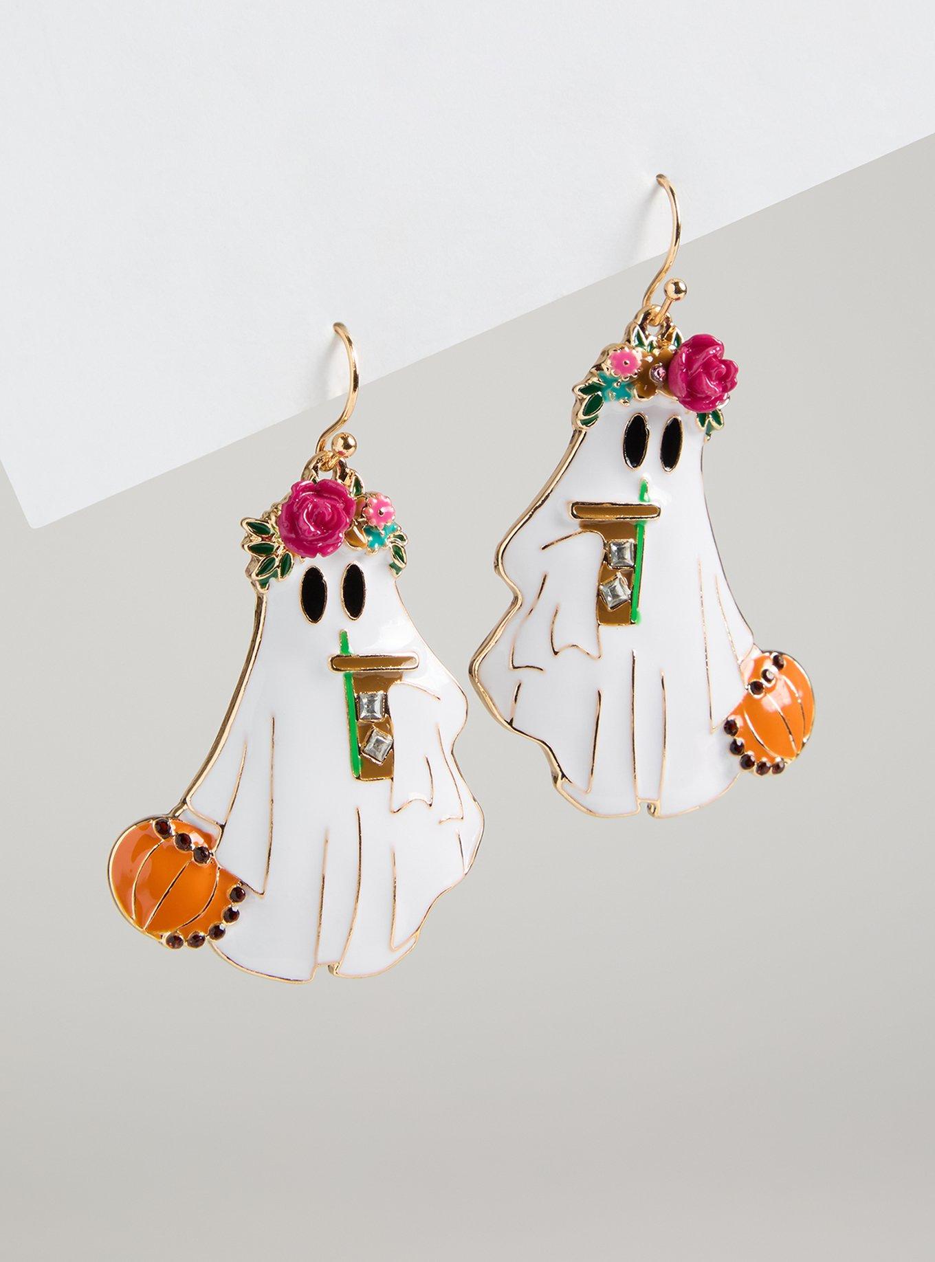 Plus Size Summerween Ghost Statement Earring, , hi-res
