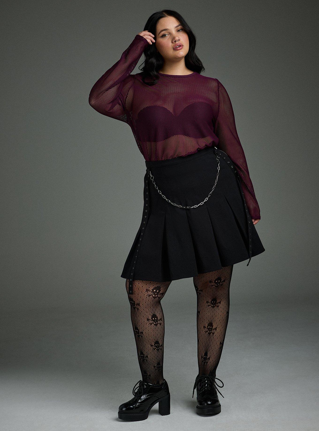 Nightfall Fishnet Crew Long Sleeve Top, POTENT PURPLE, alternate