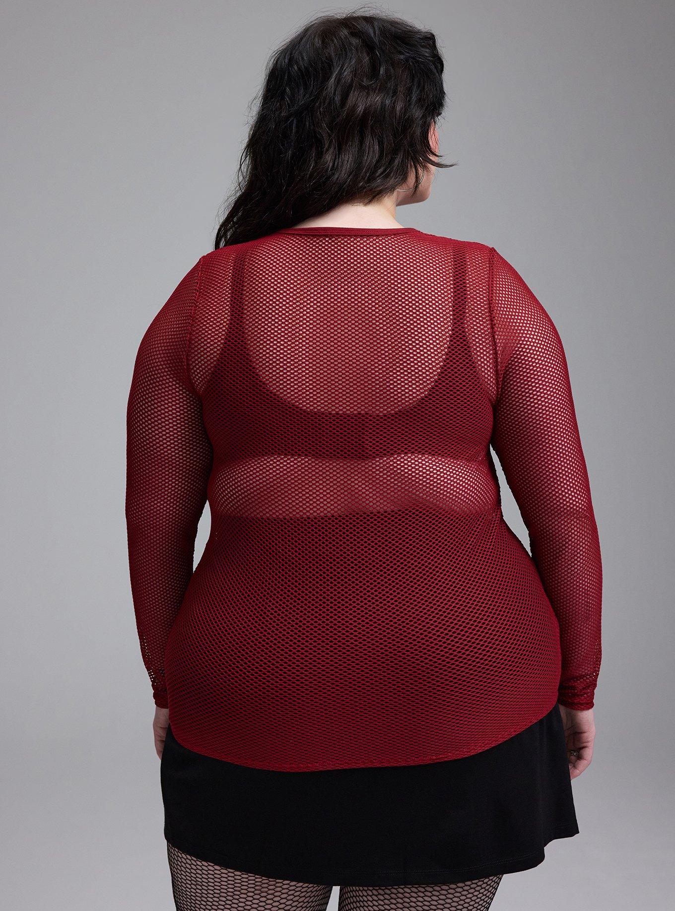Nightfall Long Sleeve Fishnet Top, Sun Dried Tomato, alternate