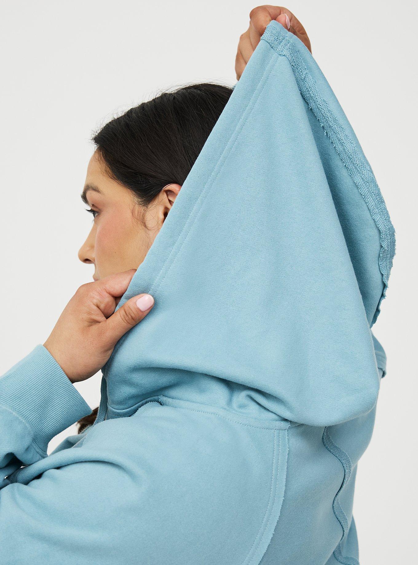 French Terry Lace Mix Hoodie, STONE BLUE, alternate