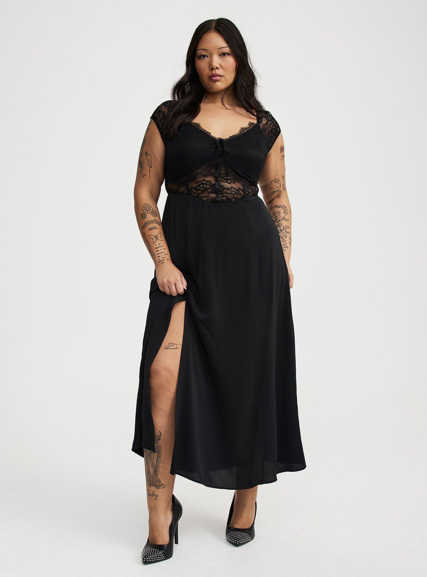 white christmas dresses Miss Circle Freddie Black Lace Satin Maxi Corset Dress Xs main image 0