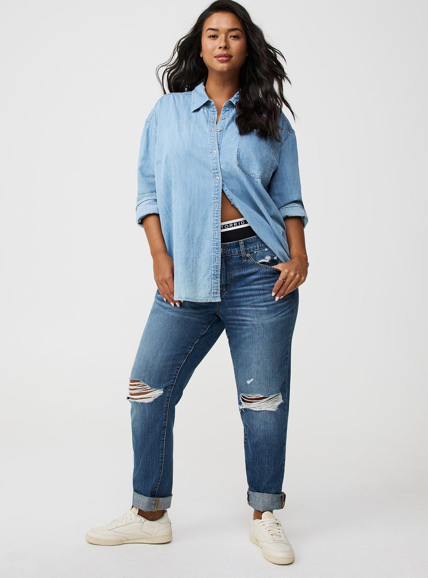 Plus Size - Oversized Denim Tunic Shirt - Torrid