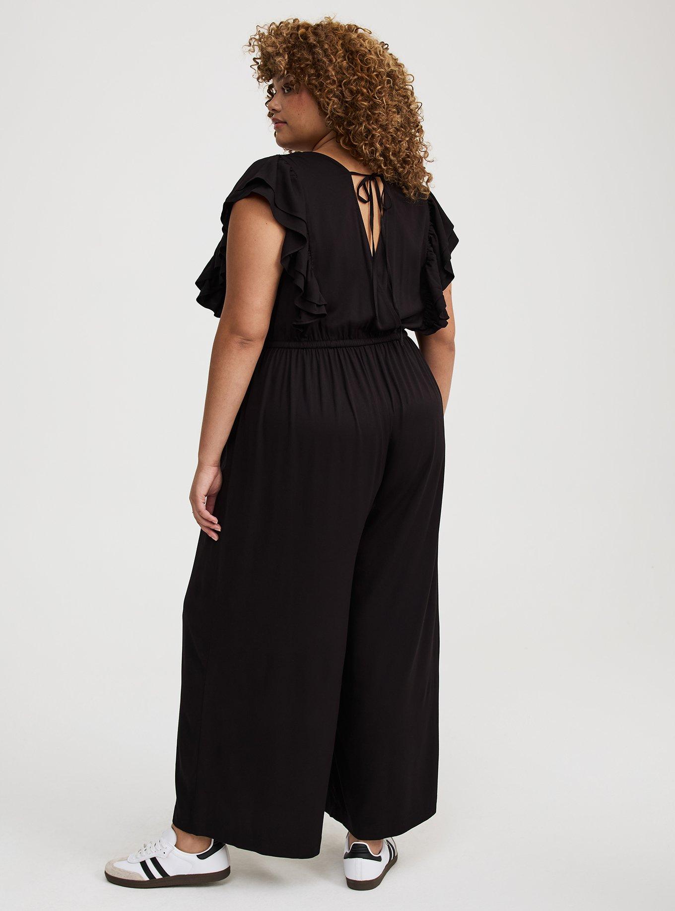 Flutter-Sleeve V-Neck Jumpsuit