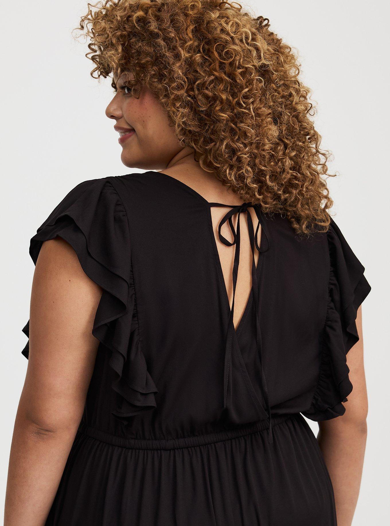 Flutter-Sleeve V-Neck Jumpsuit