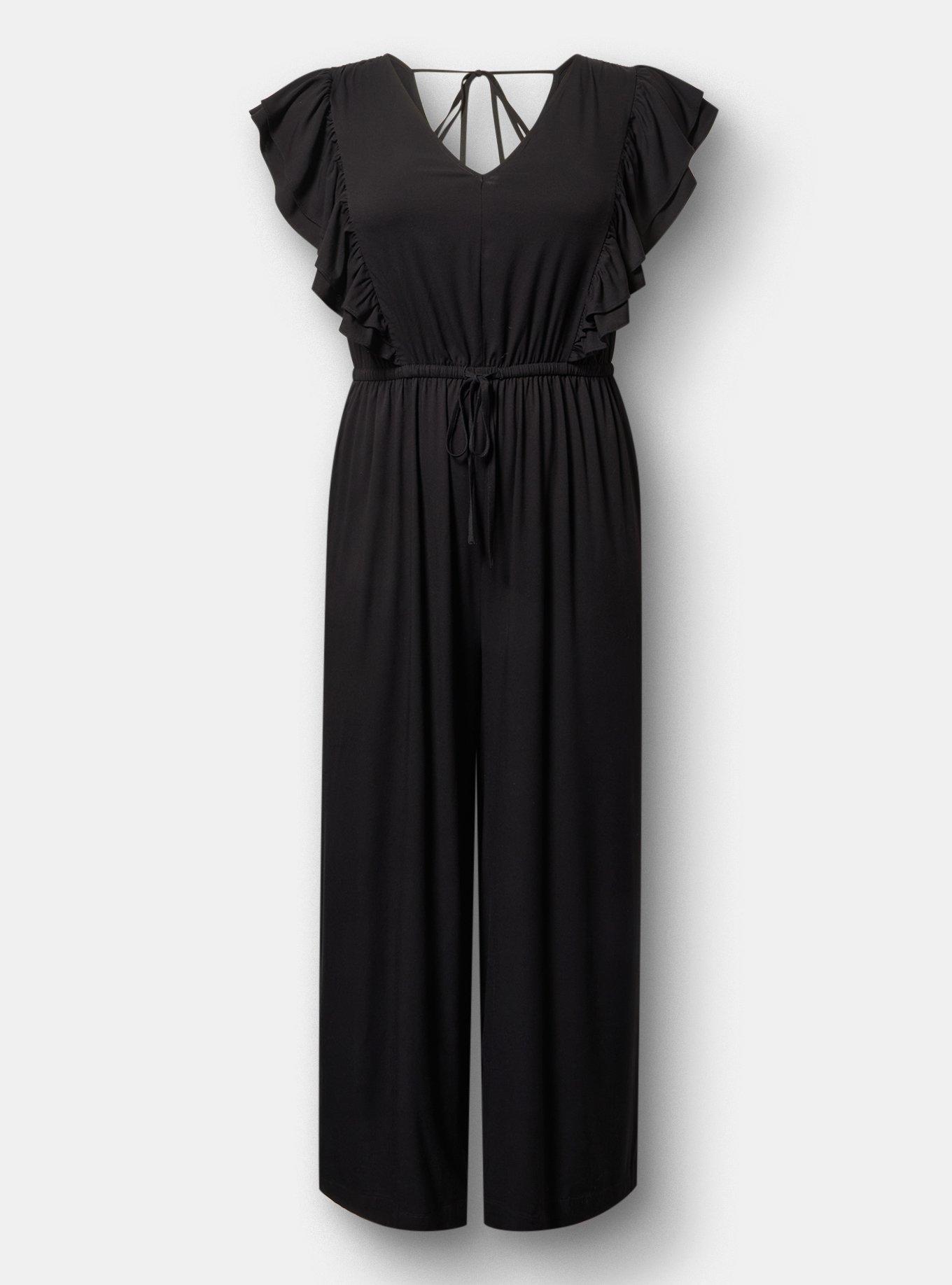 Flutter-Sleeve V-Neck Jumpsuit