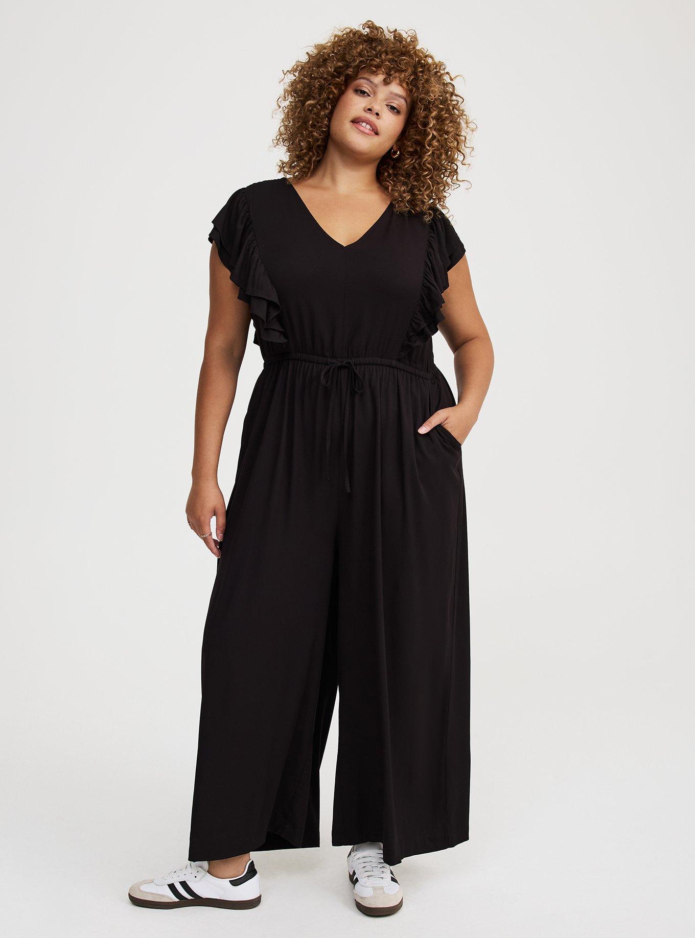 Flutter-Sleeve V-Neck Jumpsuit