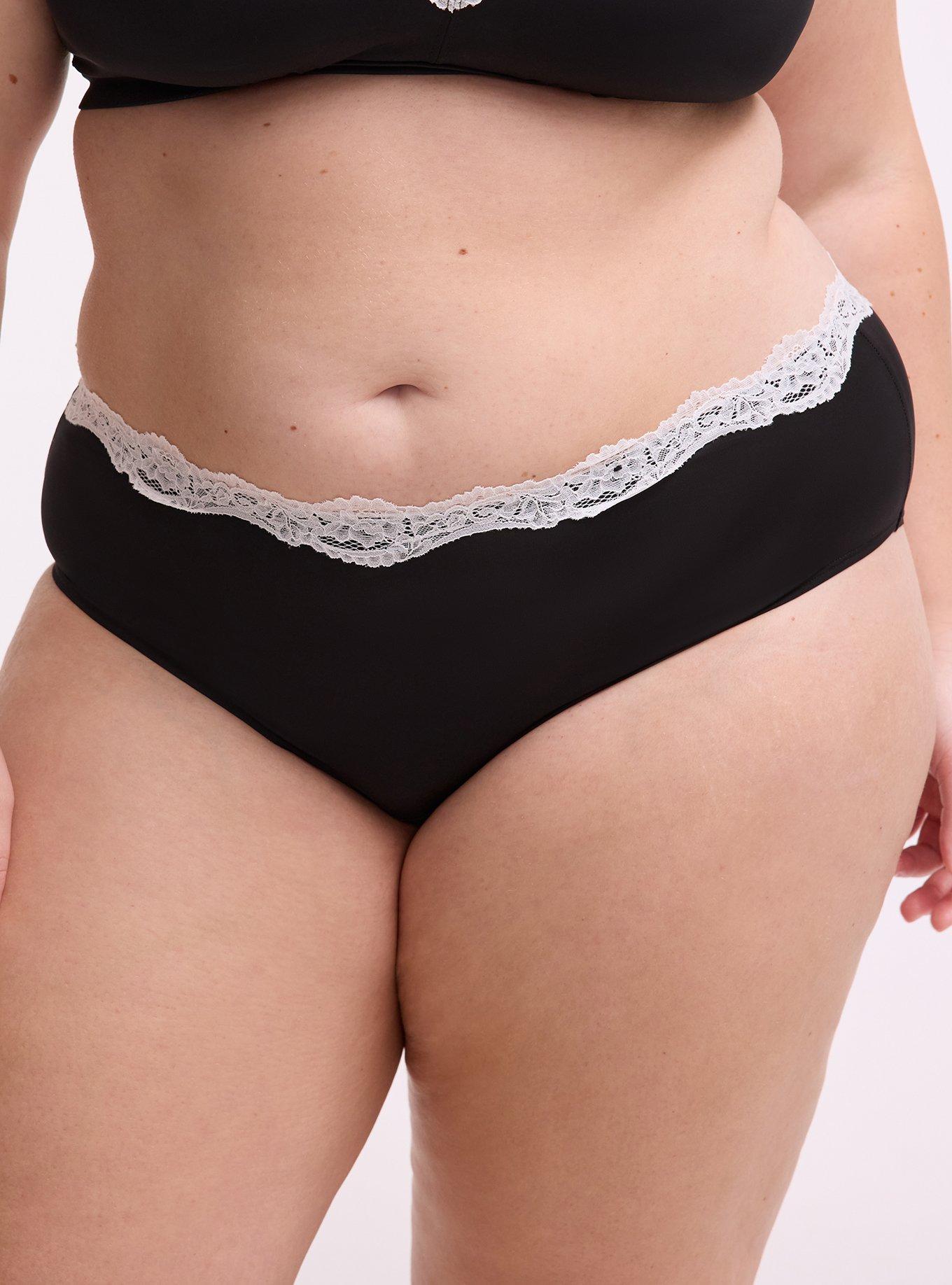 Second Skin Lace Trim Mid-Rise Hipster Panty, RICH BLACK, alternate