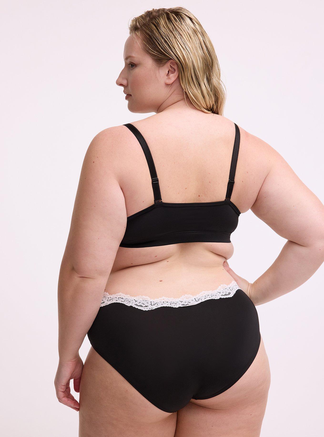 Second Skin Lace Trim Mid-Rise Hipster Panty, RICH BLACK, alternate