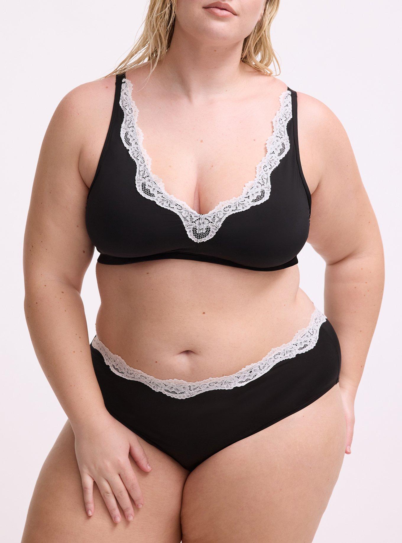 Second Skin Lace Trim Mid-Rise Hipster Panty, RICH BLACK, alternate