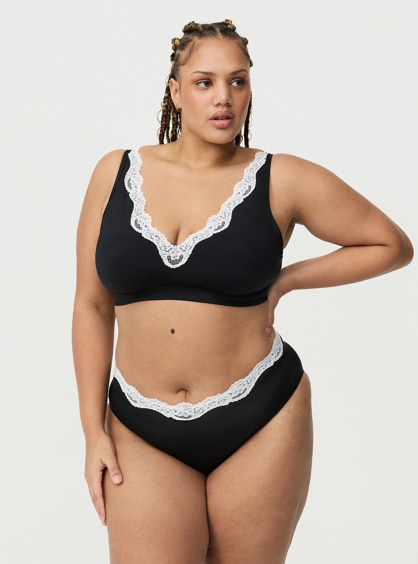 Second Skin Lace Trim Mid-Rise Hipster Panty, RICH BLACK, hi-res