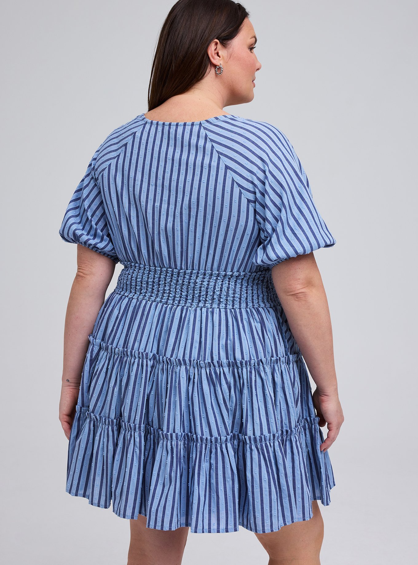 Plus Size - Belle Isle Puff Sleeve Tiered Mini Dress - Torrid