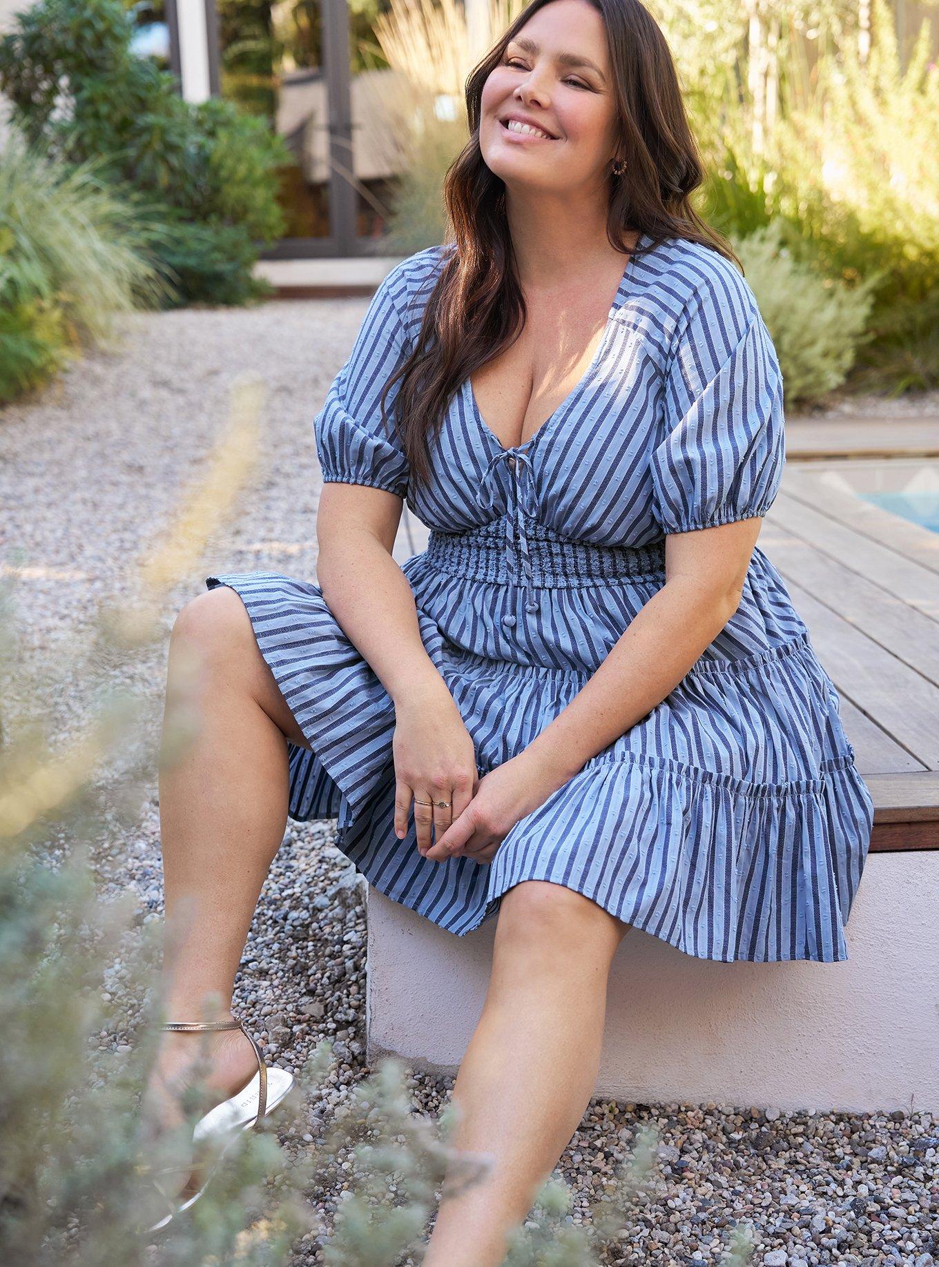 Belle Isle Puff Sleeve Mini Dress, WINSTON STRIPE BLUE, alternate