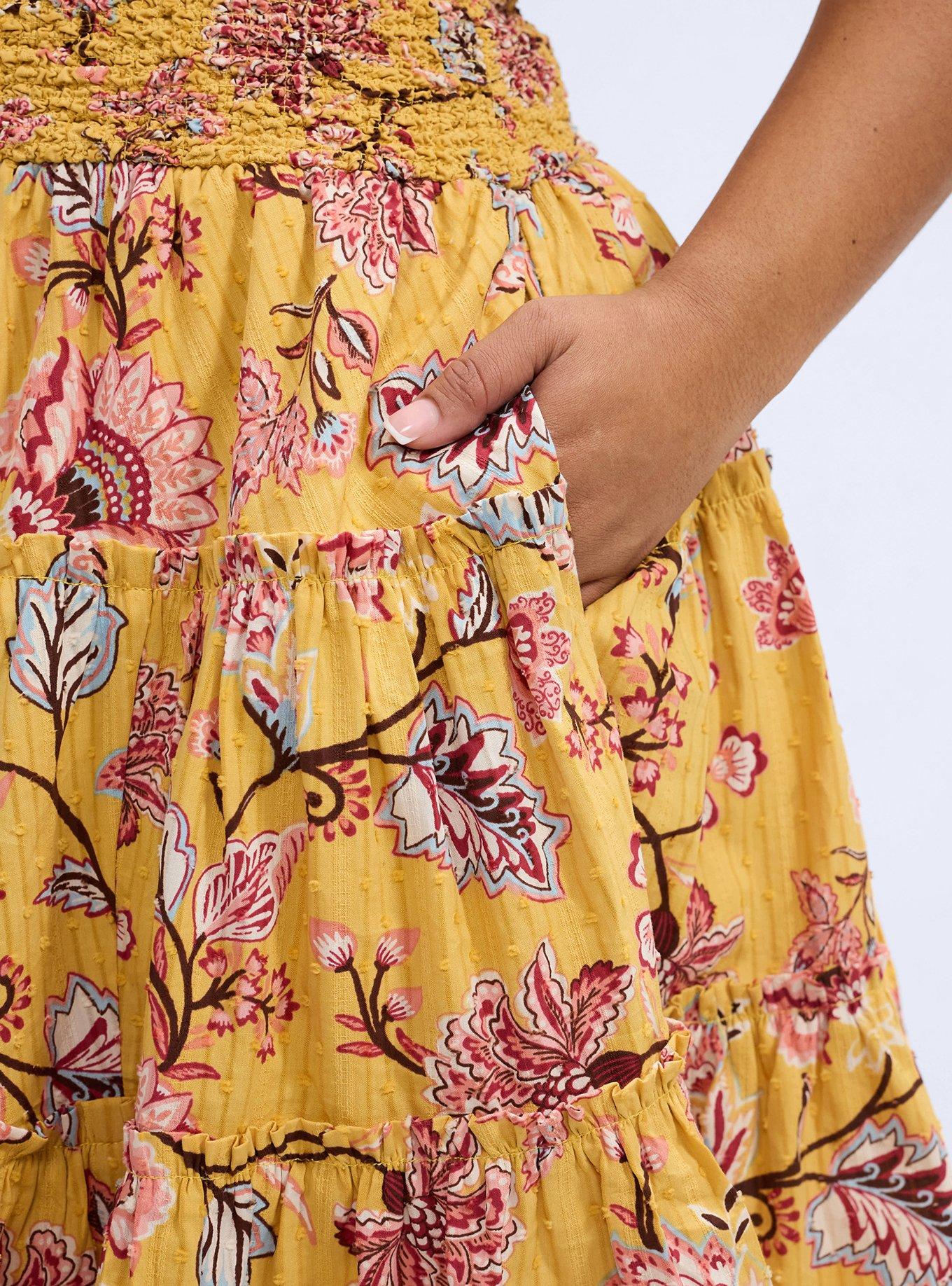 Plus Size Belle Isle Puff Sleeve Tiered Mini Dress, JANE JACO ARTWORK YELLOW, alternate