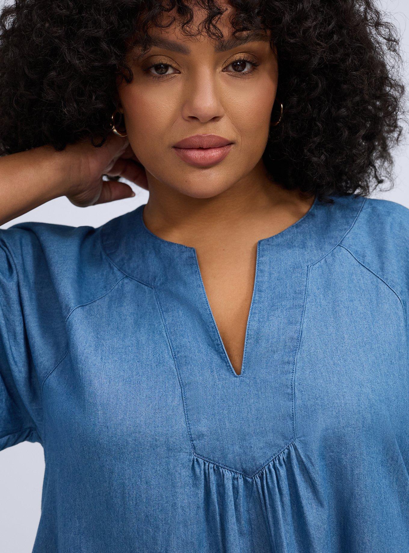 Plus Size Belle Isle Chambray Mini Dress, MEDIUM WASH, alternate